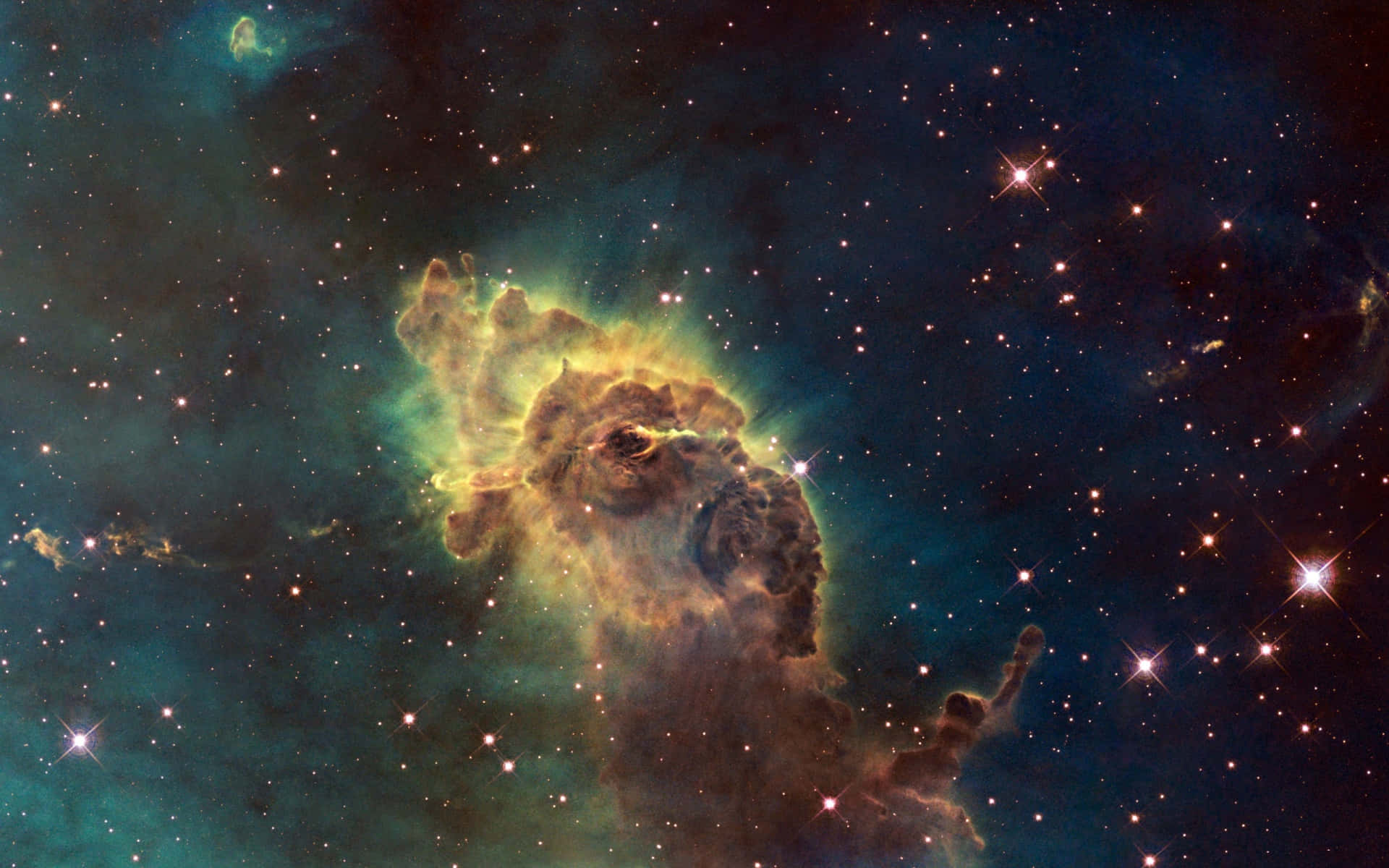Deep Space HD, cosmic nebula, vibrant green, Full HD Desktop Wallpaper