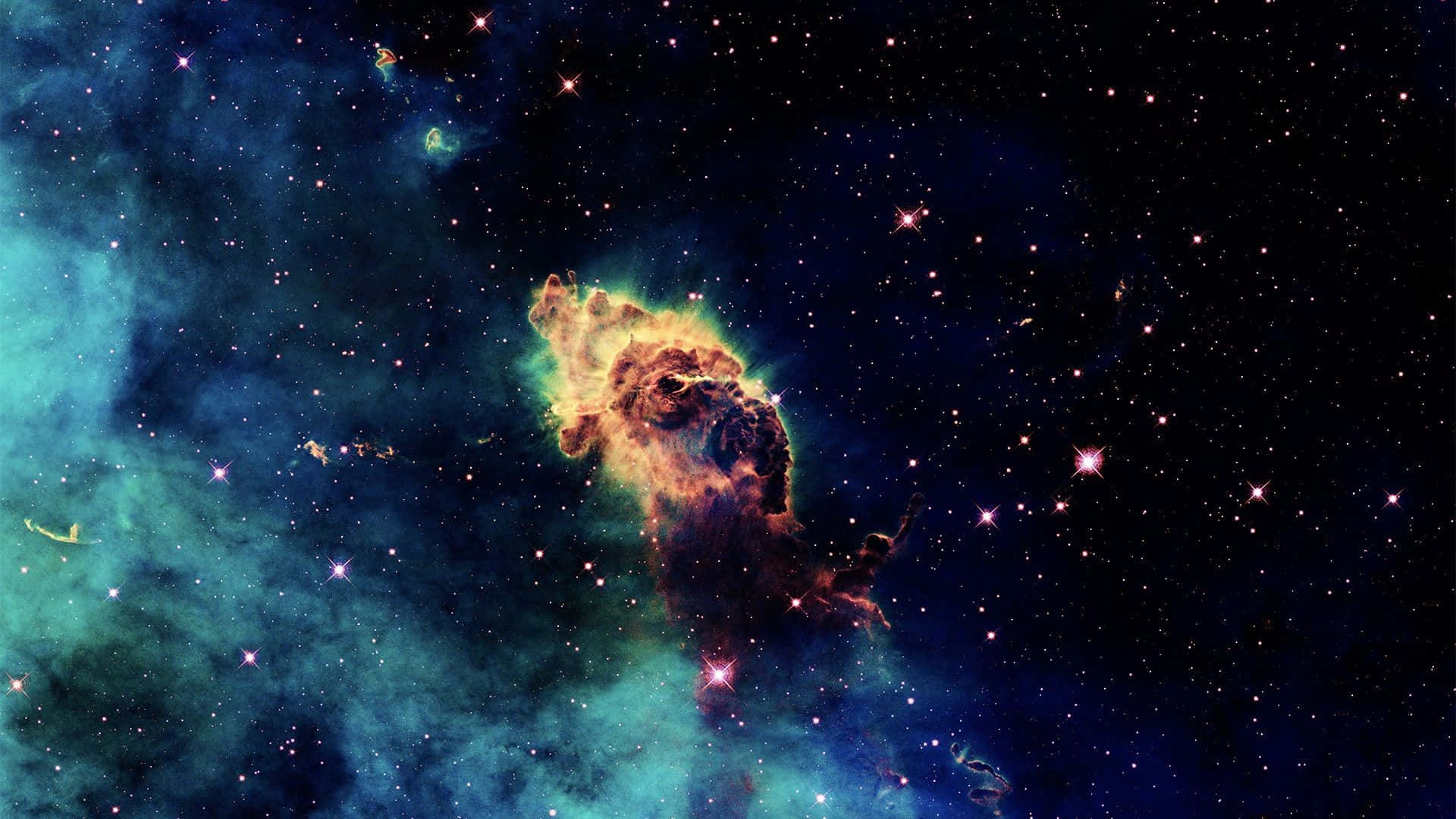 Deep Space HD, teal, orange, Full HD Desktop Wallpaper