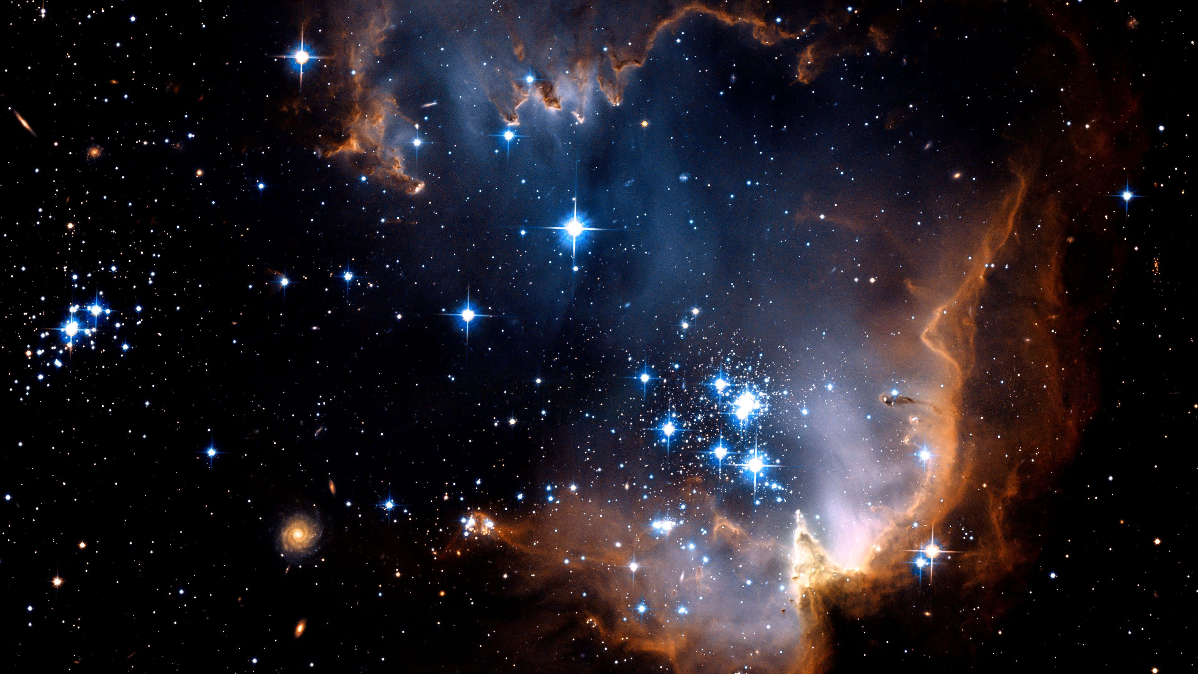 Deep Space HD, cosmic nebula, glowing orange and blue gases, 4K Desktop Wallpaper