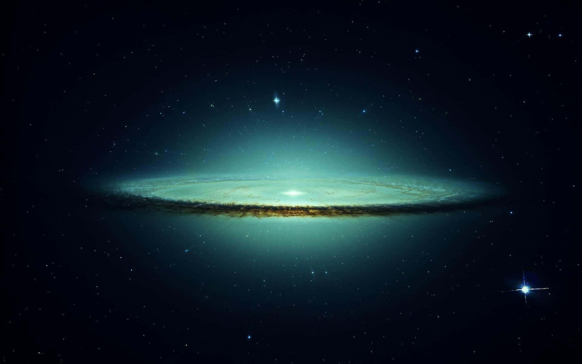 Deep Space HD, spiral galaxy, teal, Full HD Desktop Wallpaper