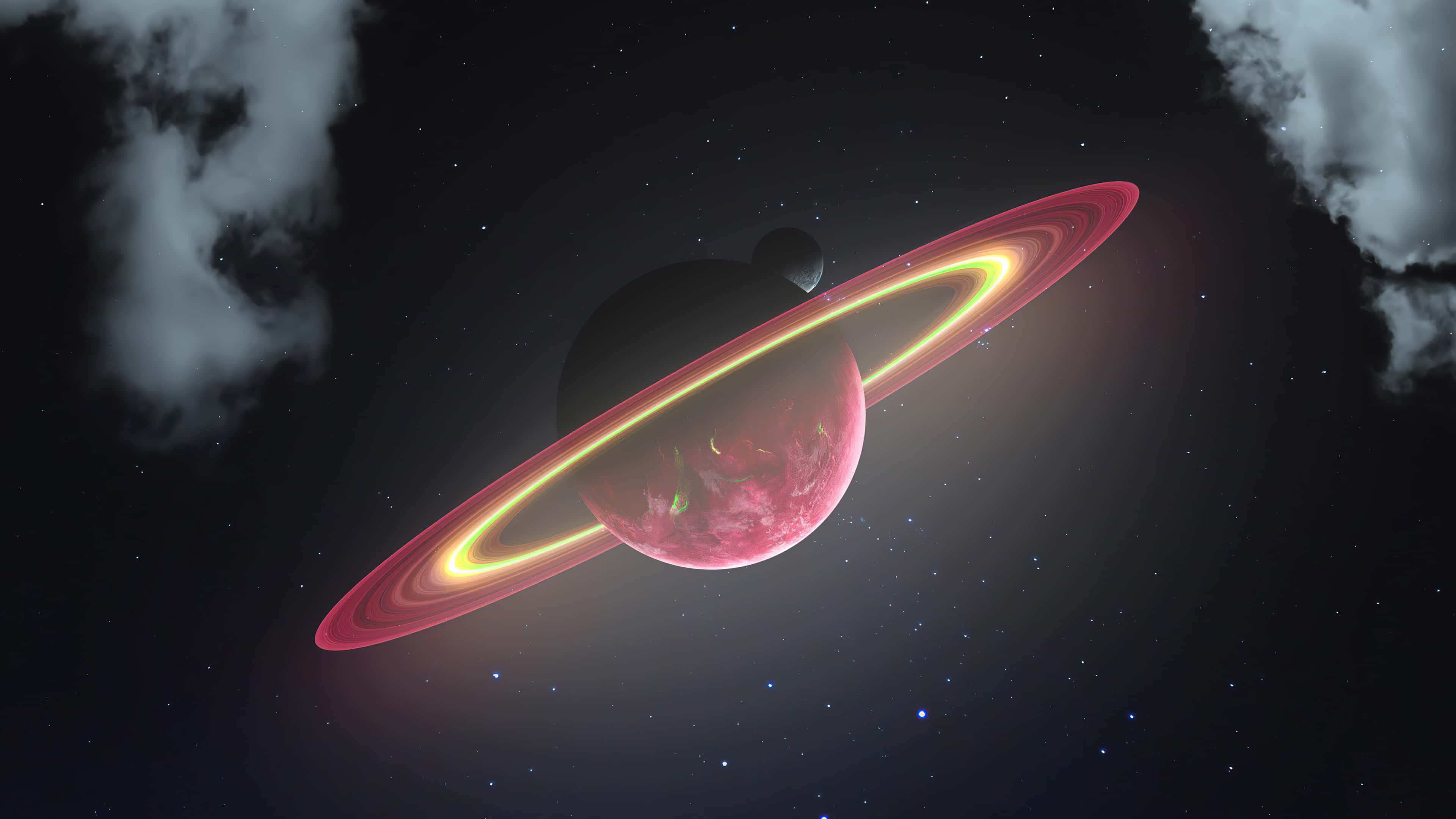 Deep Space, 3840 x 2160, glowing red planet, 4K Desktop Wallpaper