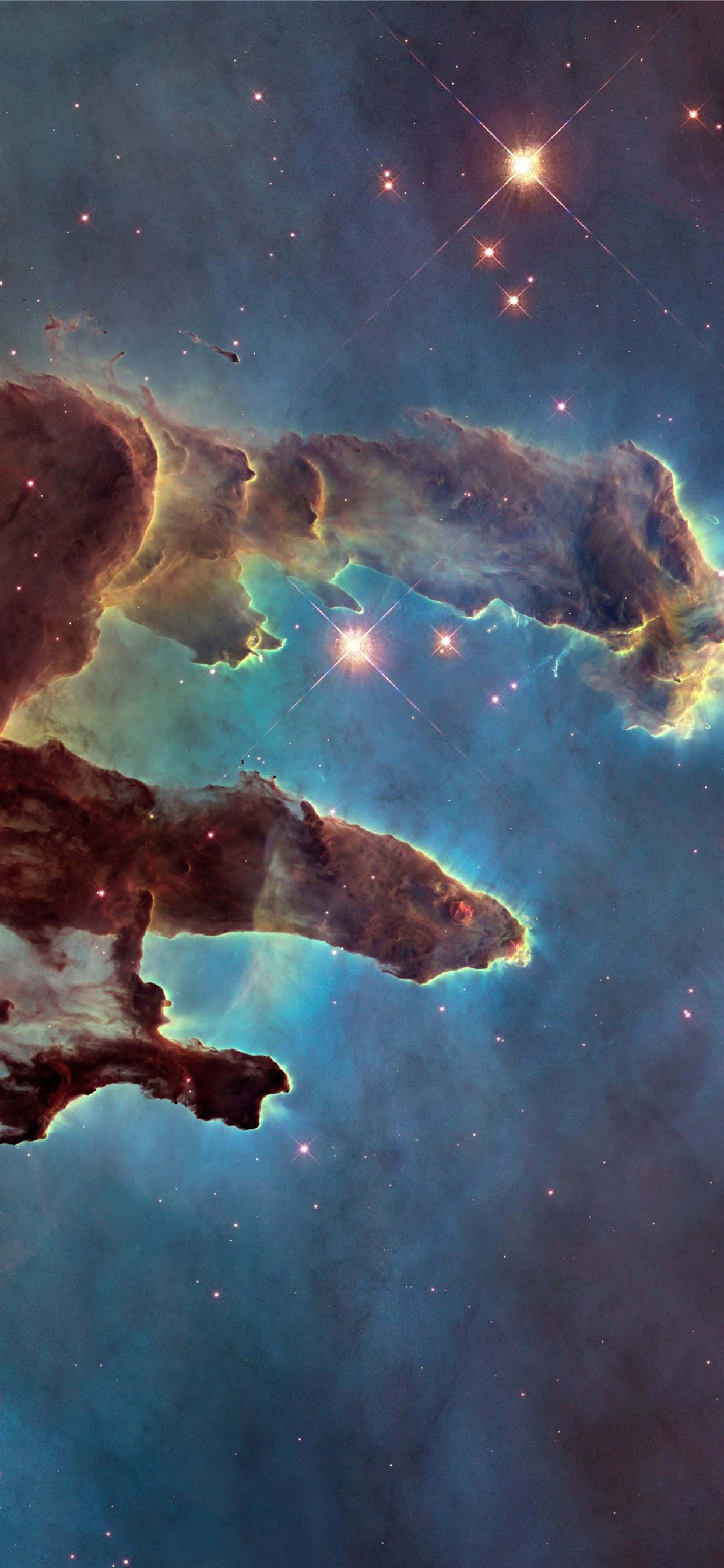 Deep Space, cosmic nebula, glowing blue and orange gas clouds, 2K Phone Wallpaper