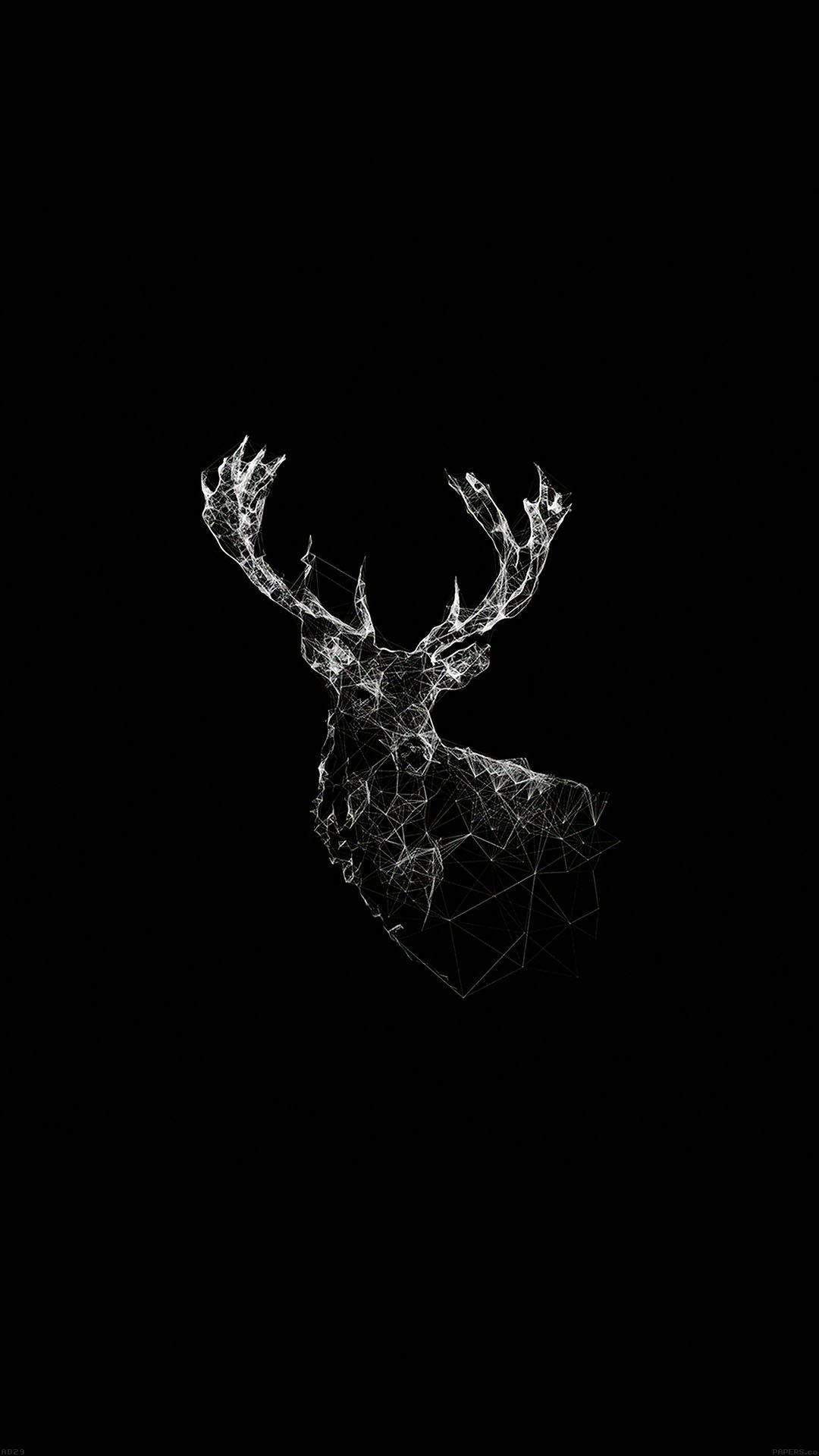 deer, white glows, pure black background, Full HD Phone Wallpaper