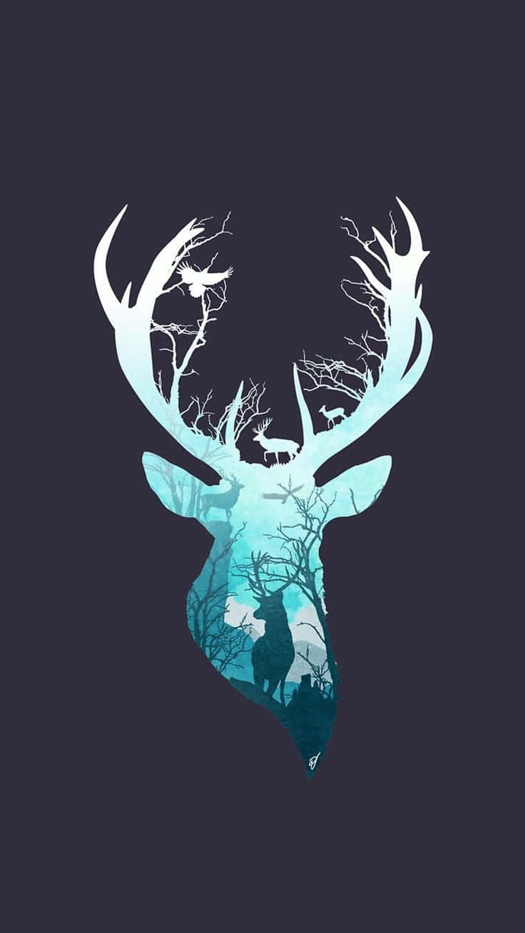 Cool Deer, iPhone Lock Screen, stylized deer head silhouette, HD Phone Wallpaper