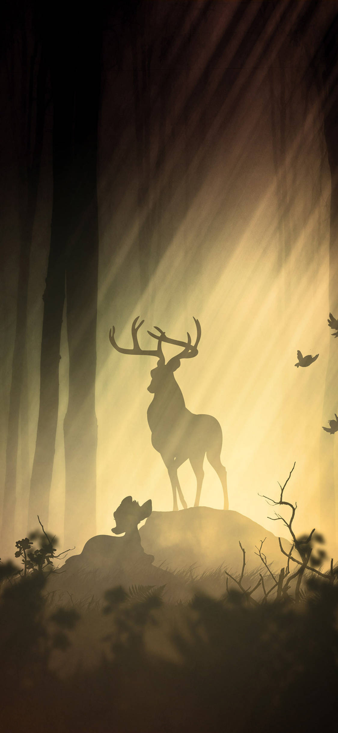 Deer iPhone, silhouette, hill, Full HD Phone Wallpaper
