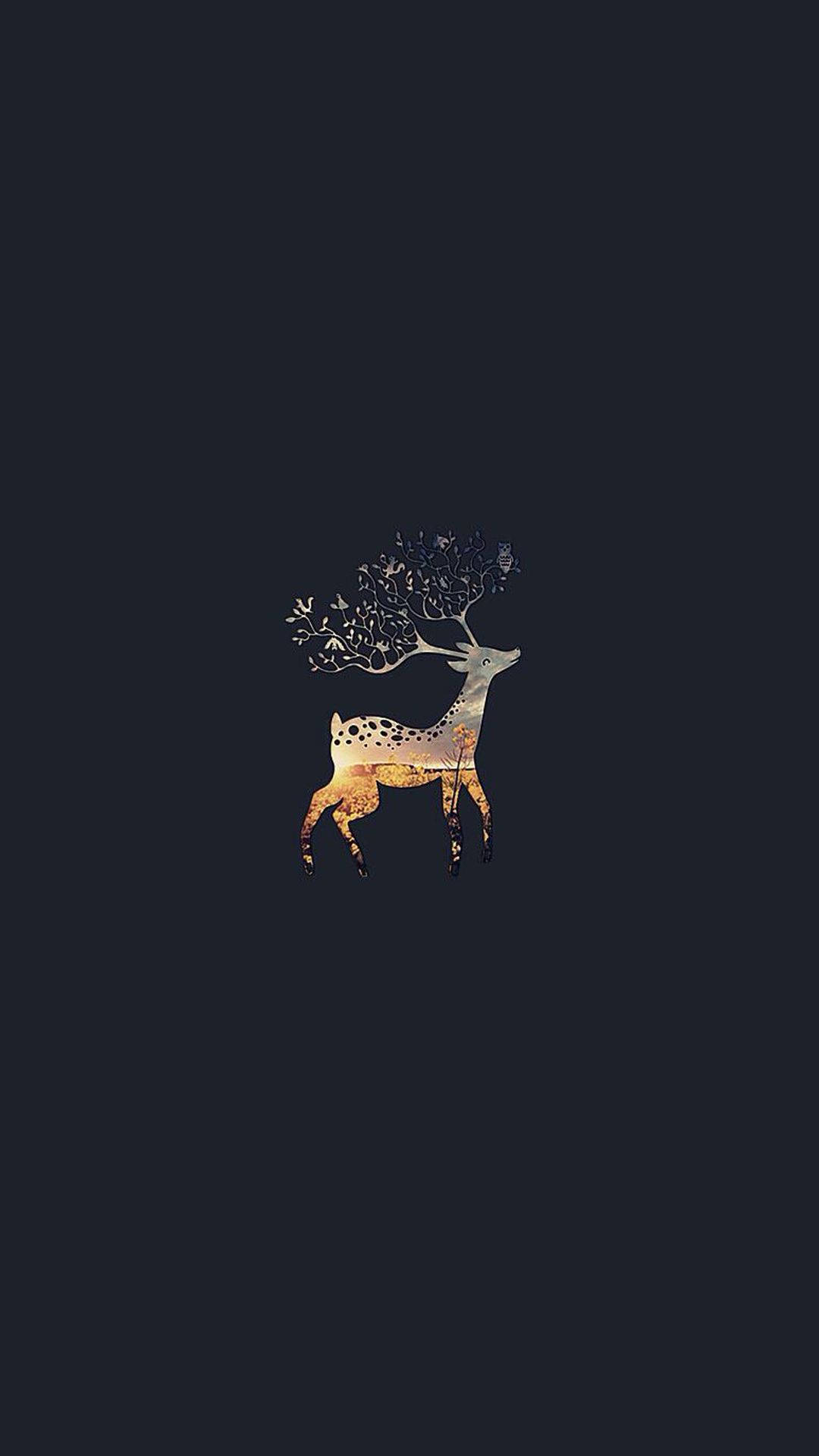 Deer iPhone, deer, antlers shaped like a tree, Full HD Phone Wallpaper