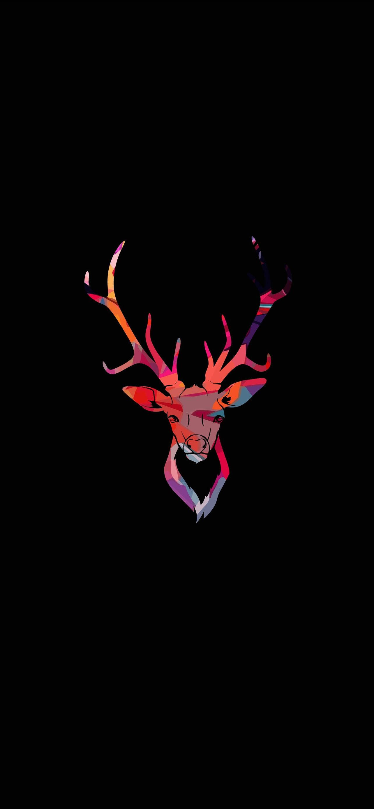 Deer iPhone, geometric deer head, rainbow hues, 2K Phone Wallpaper