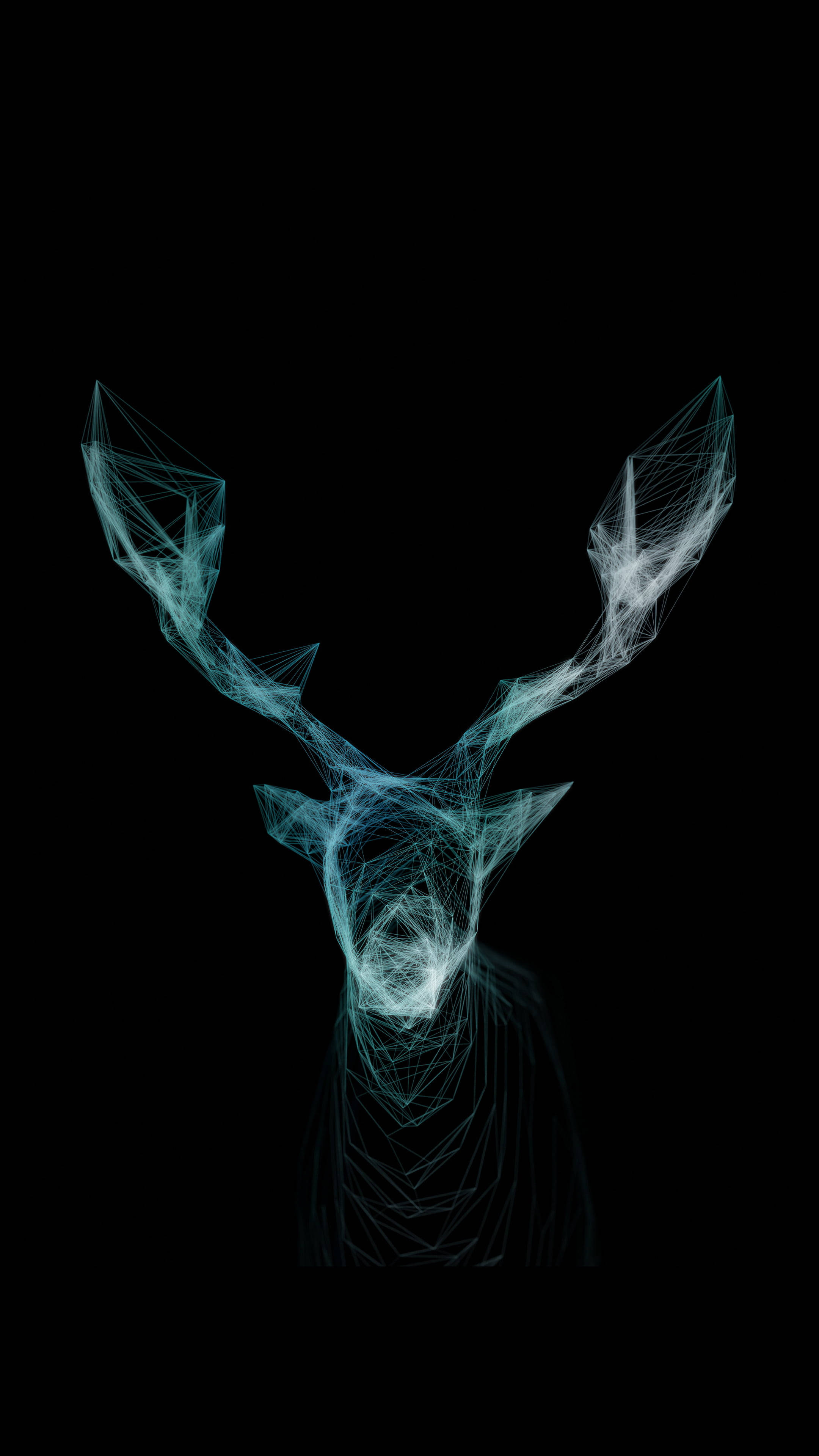 Deer, glowing blue, wireframe, 4K Phone Wallpaper