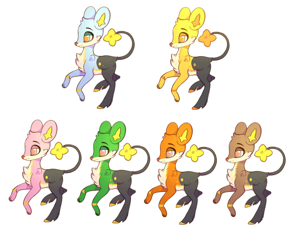 Deerling, seasons forms, chibi-style, SD Desktop Wallpaper