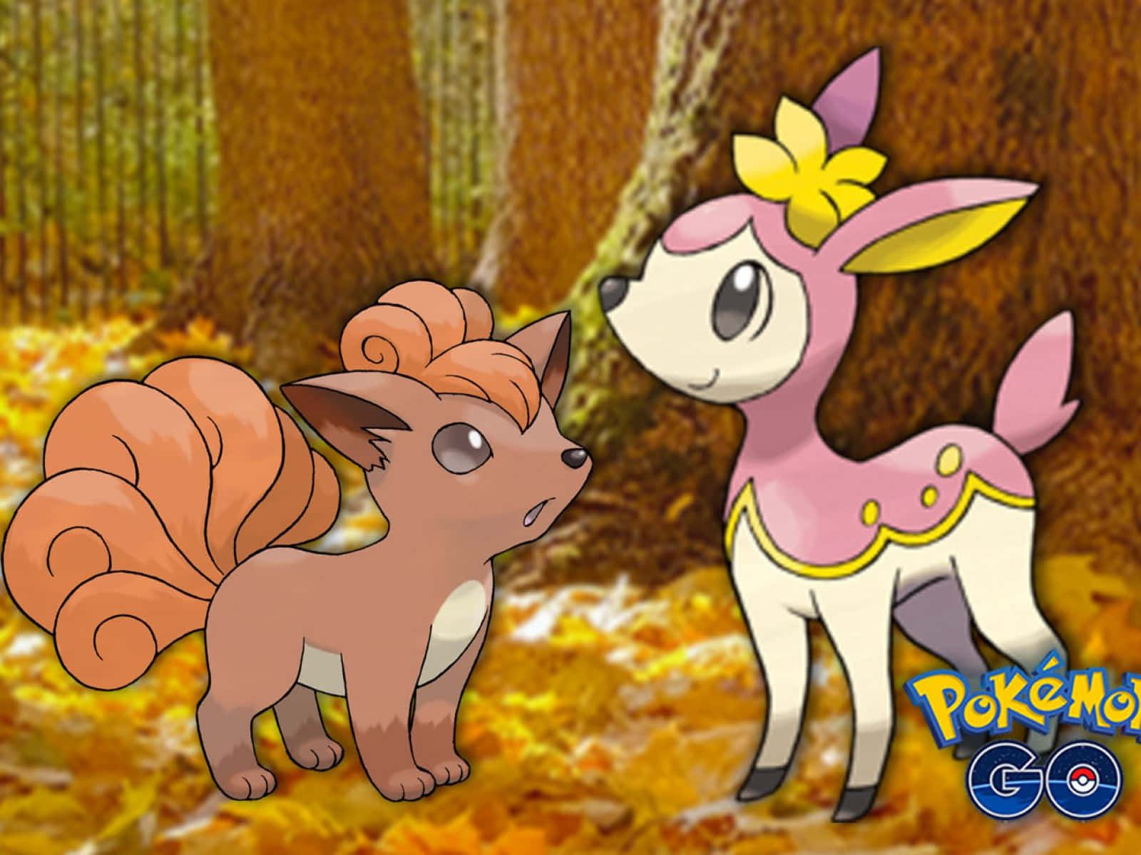 Deerling, autumn forest, golden autumn leaves, HD Desktop Wallpaper