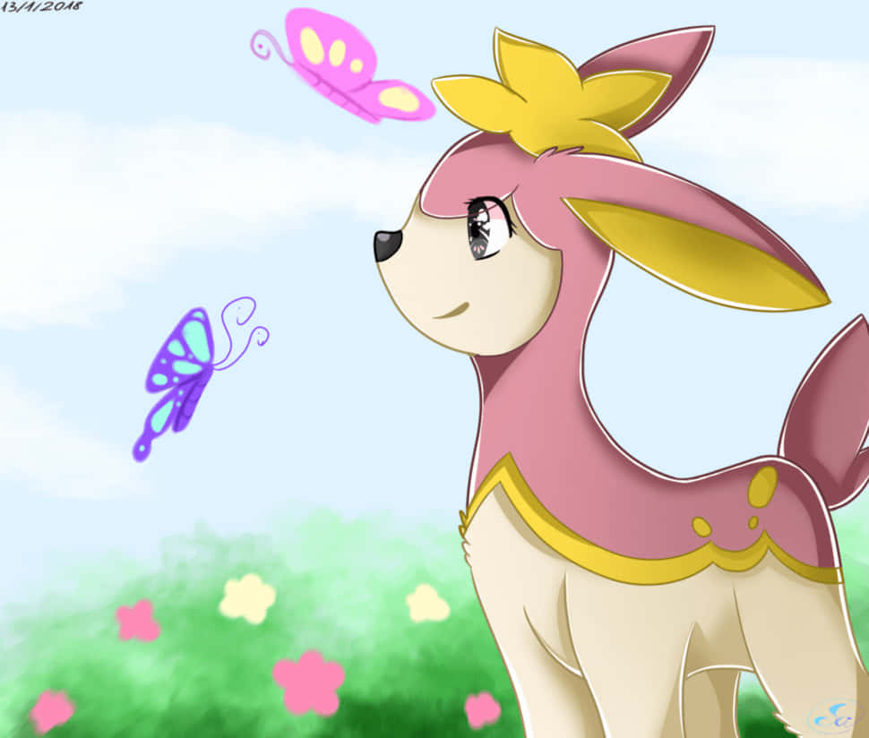Deerling, vibrant fall colors, pink anime deer, SD Desktop Wallpaper