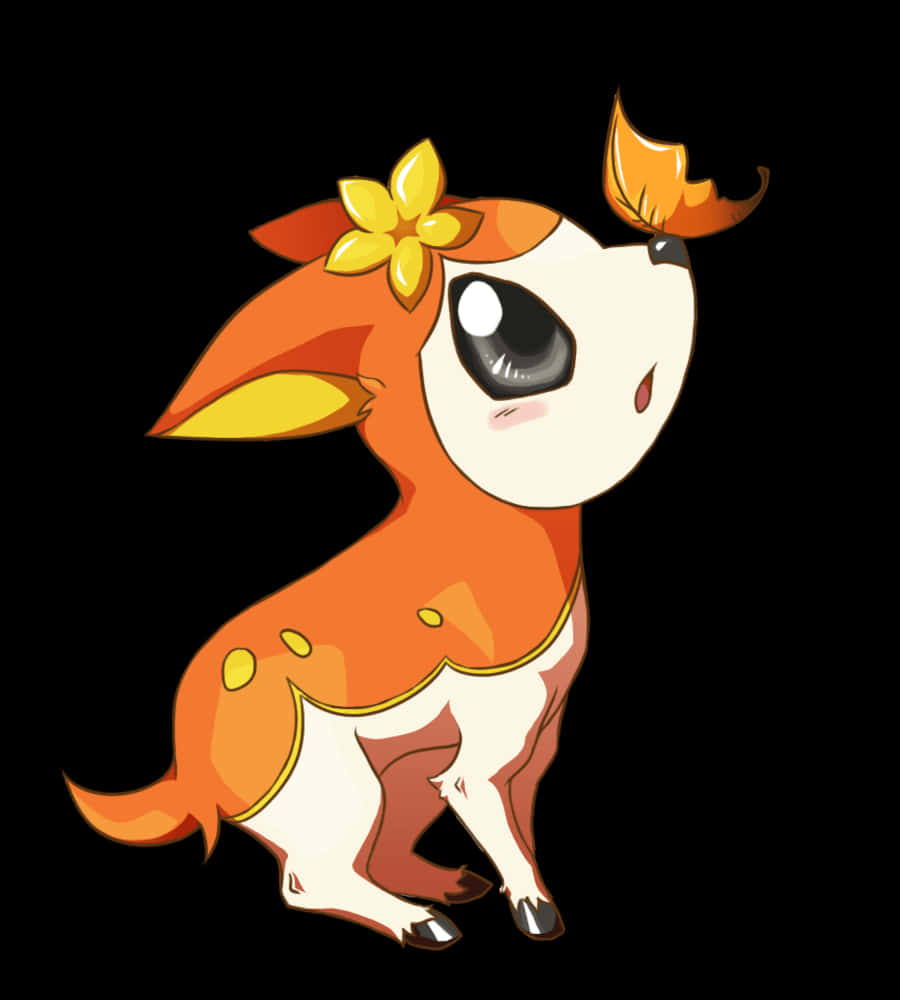 Deerling, orange fur, yellow flower, SD Phone Wallpaper