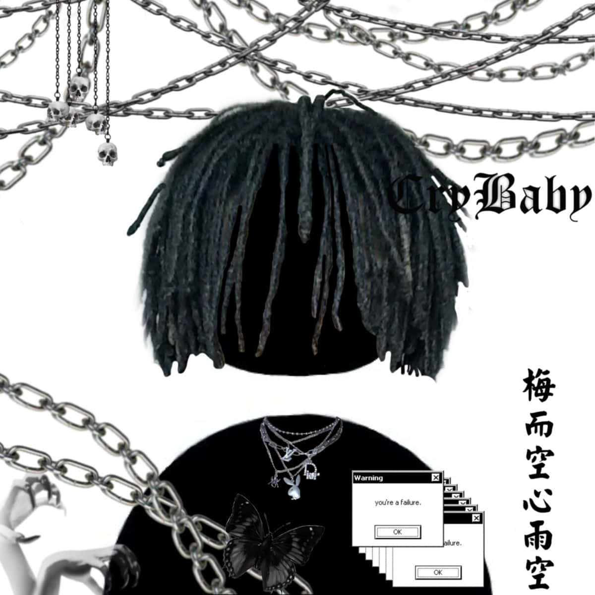 black dreadlocked wig, chains, skulls, SD Desktop Wallpaper