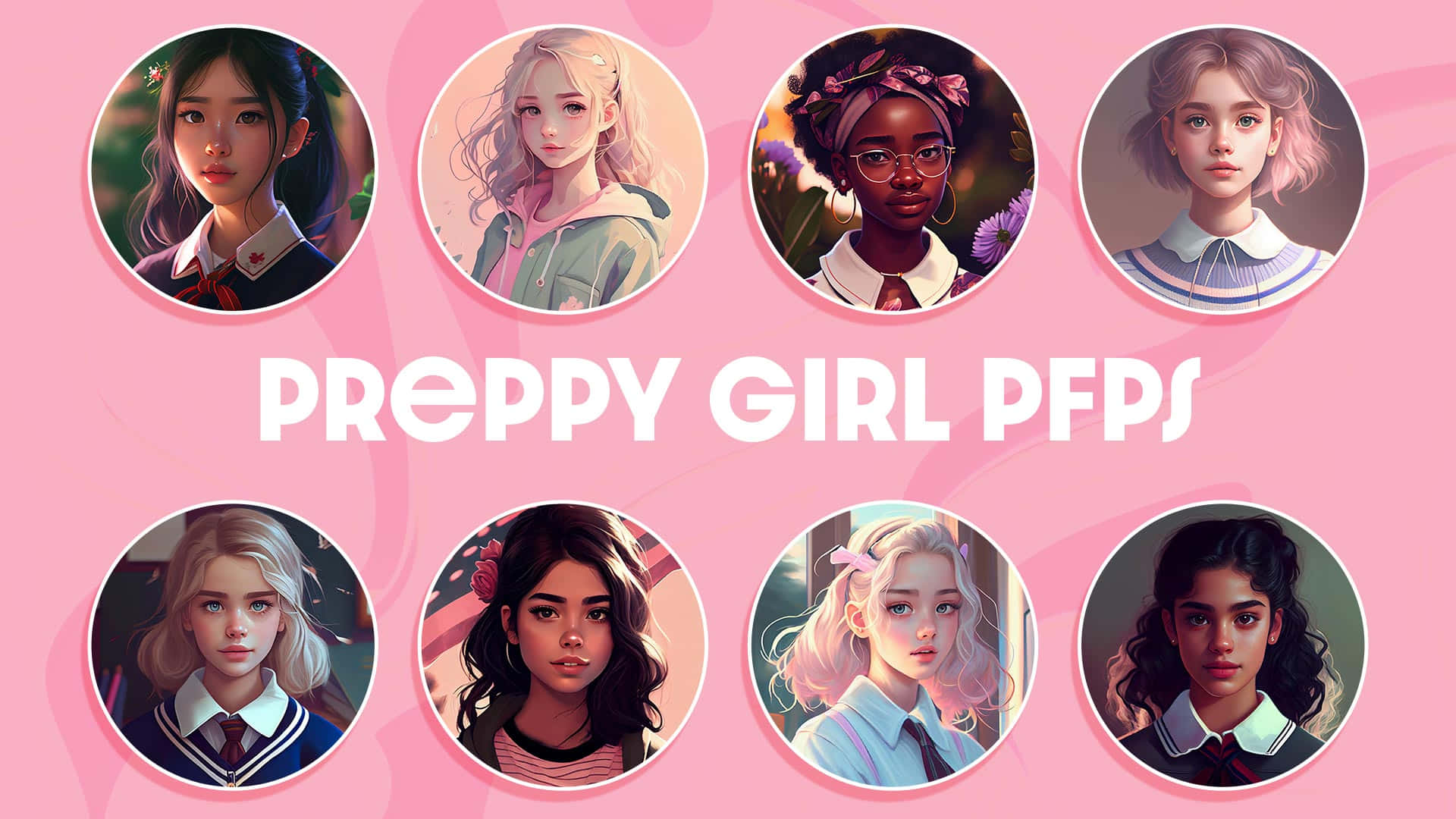 Girl Default PFP Aesthetic, anime girls, preppy outfits, Full HD Desktop Wallpaper