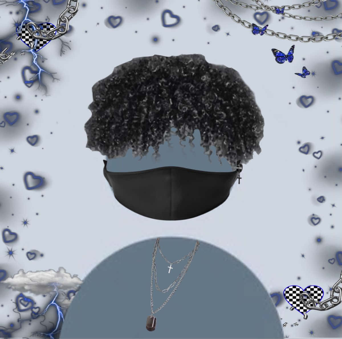 Masked Afro Default PFP Aesthetic, black face mask, curly hair, SD Desktop Wallpaper