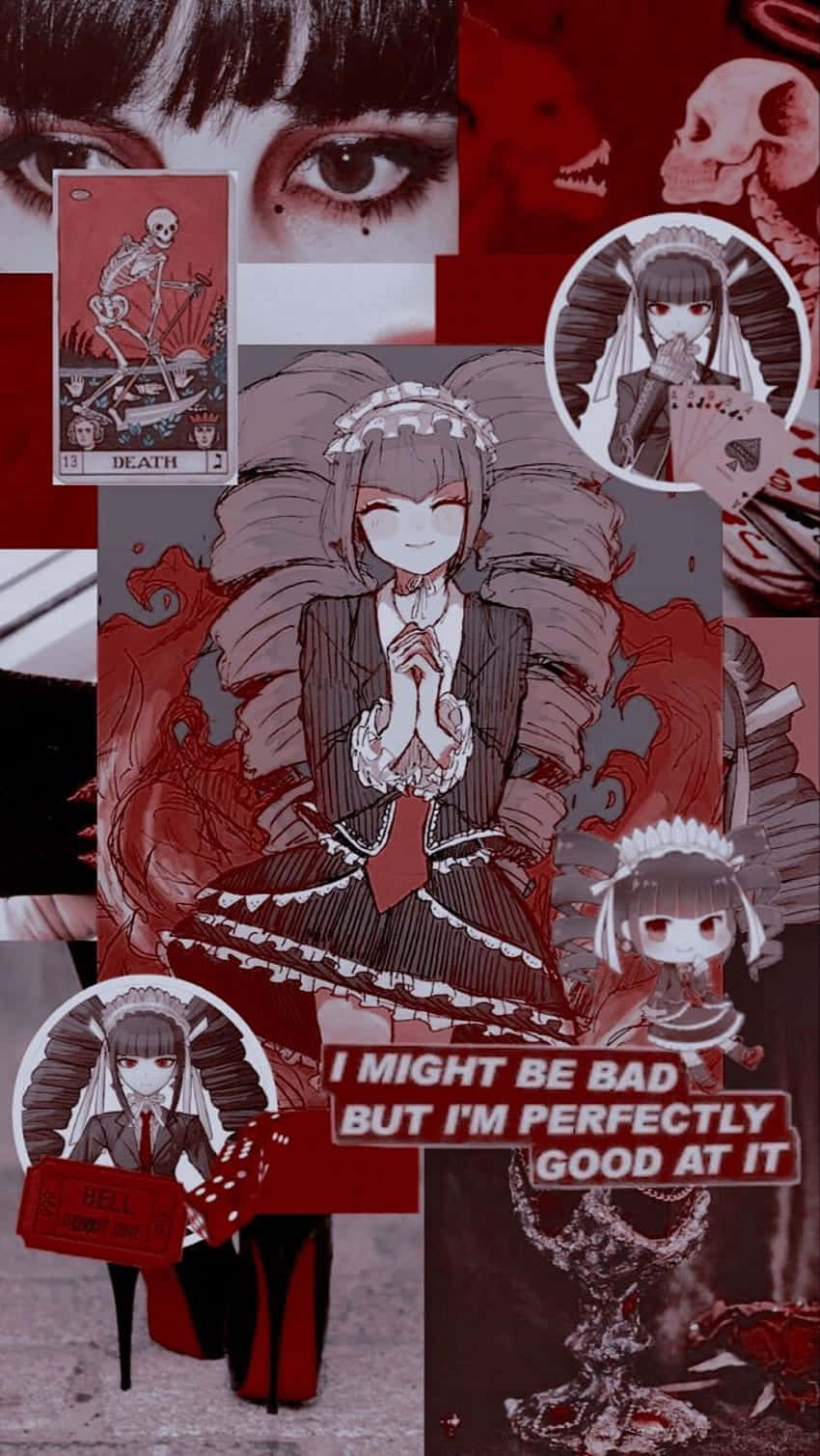Red Default PFP Aesthetic, gothic girl, red accents, HD Phone Wallpaper