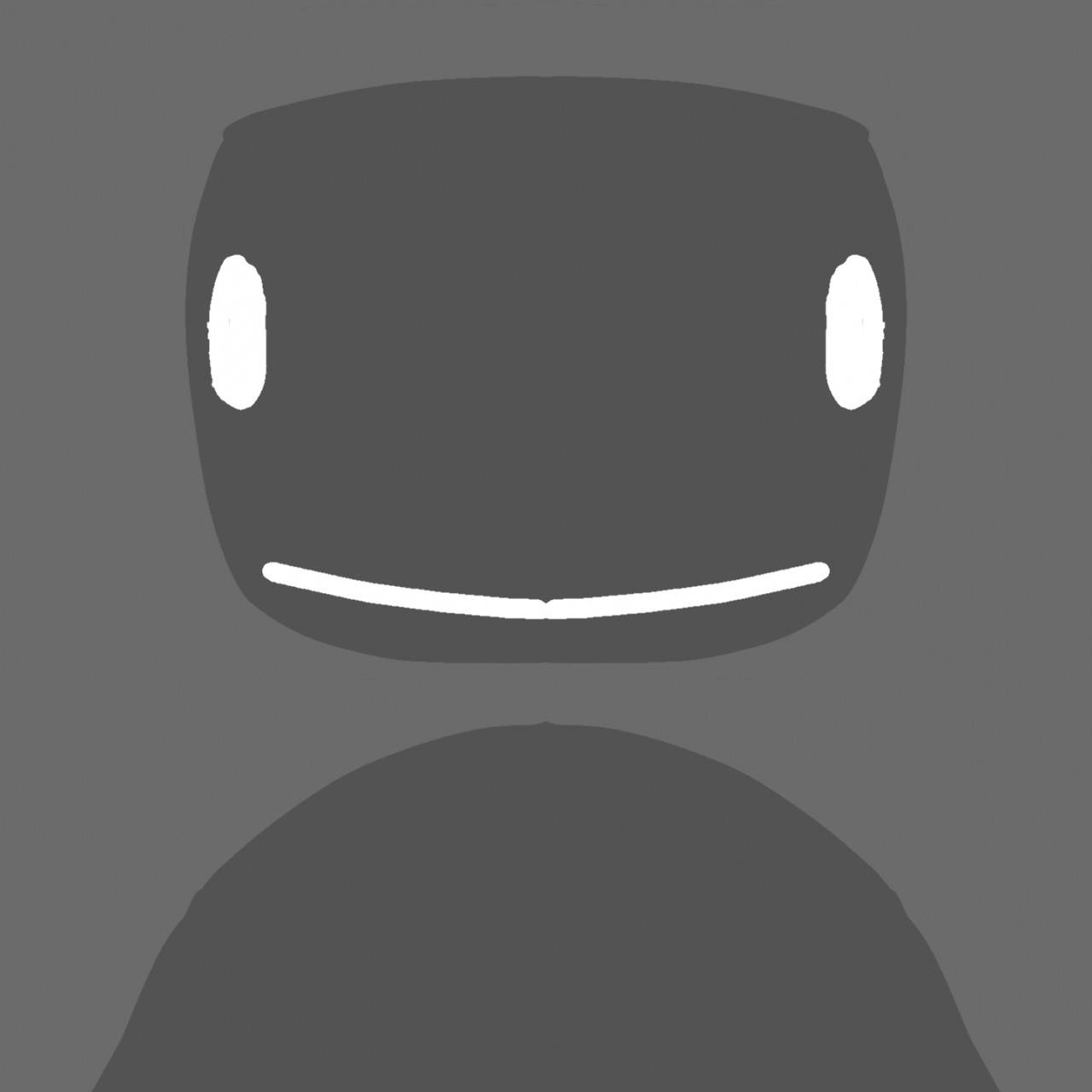 minimalist gray figure, white oval eyes, curved smile, HD Desktop Wallpaper