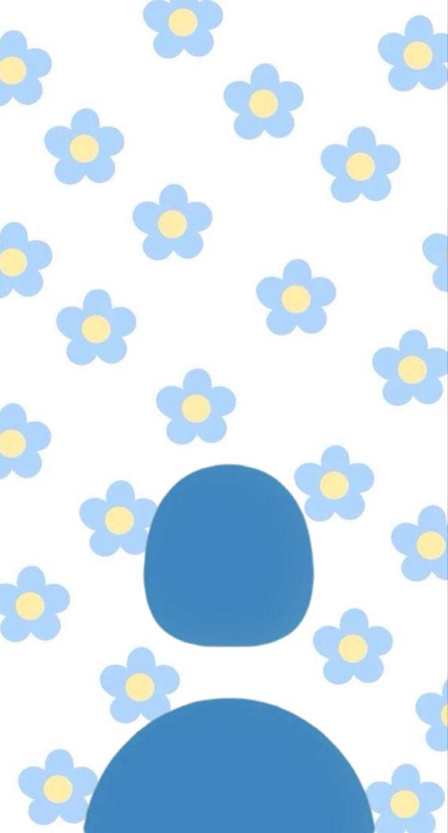light blue flowers, two large blue ovals, white background, SD Phone Wallpaper