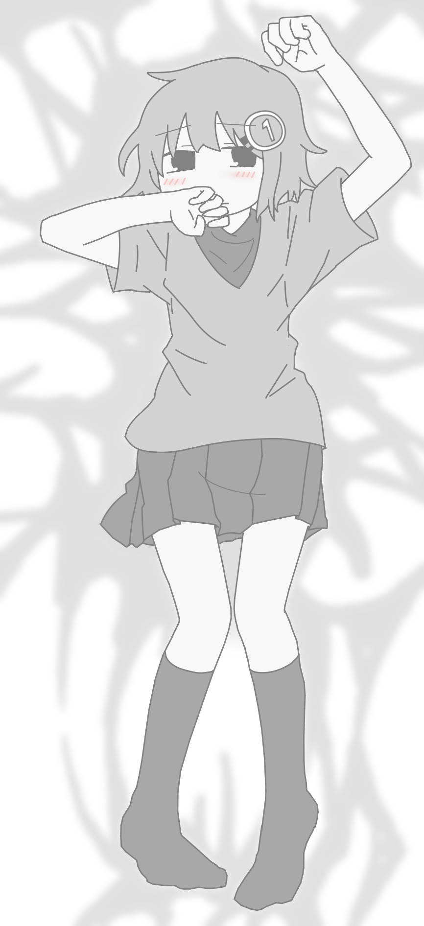 shy anime girl, grayscale, short hair, HD Phone Wallpaper
