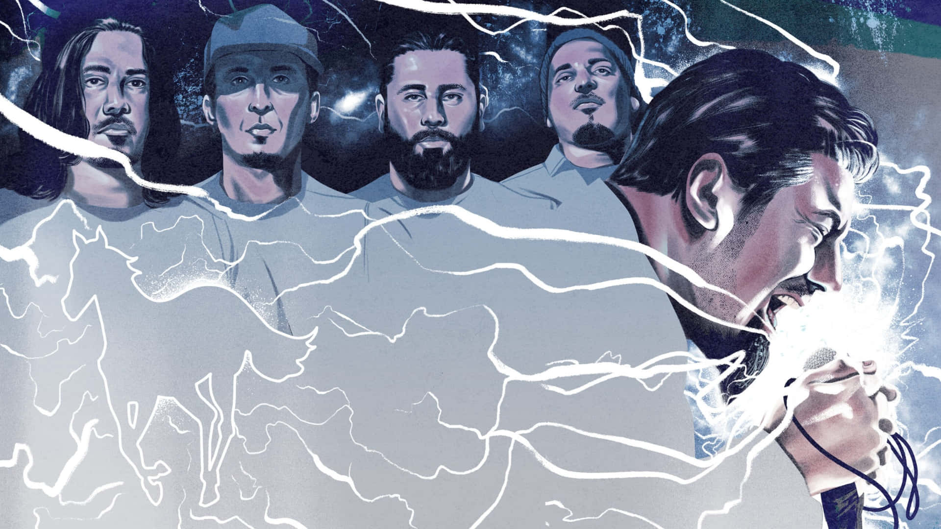 Deftones, electric performance, white lightning, Full HD Desktop Wallpaper