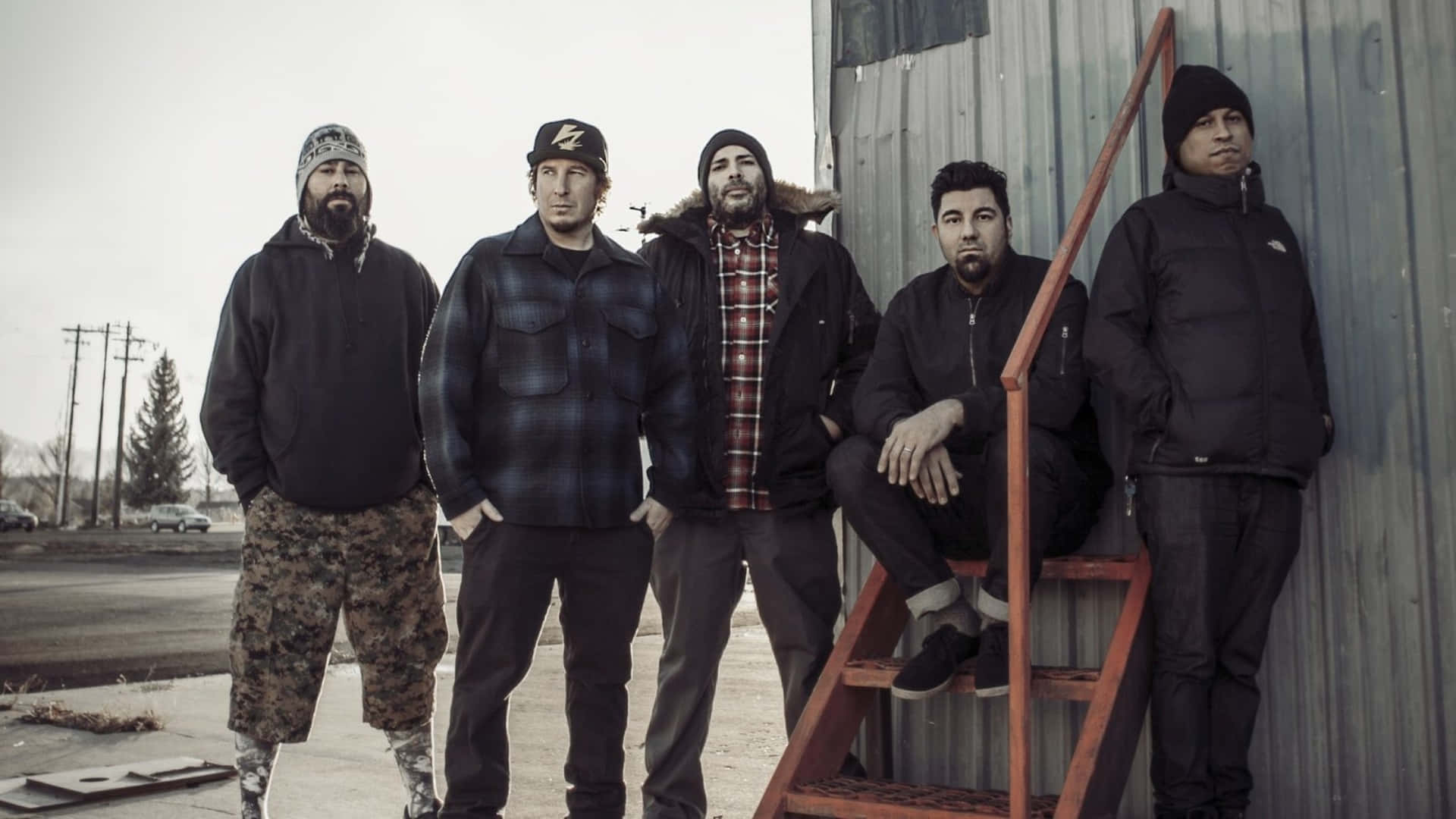 Deftones, band group photo, rusty red ladder, Full HD Desktop Wallpaper