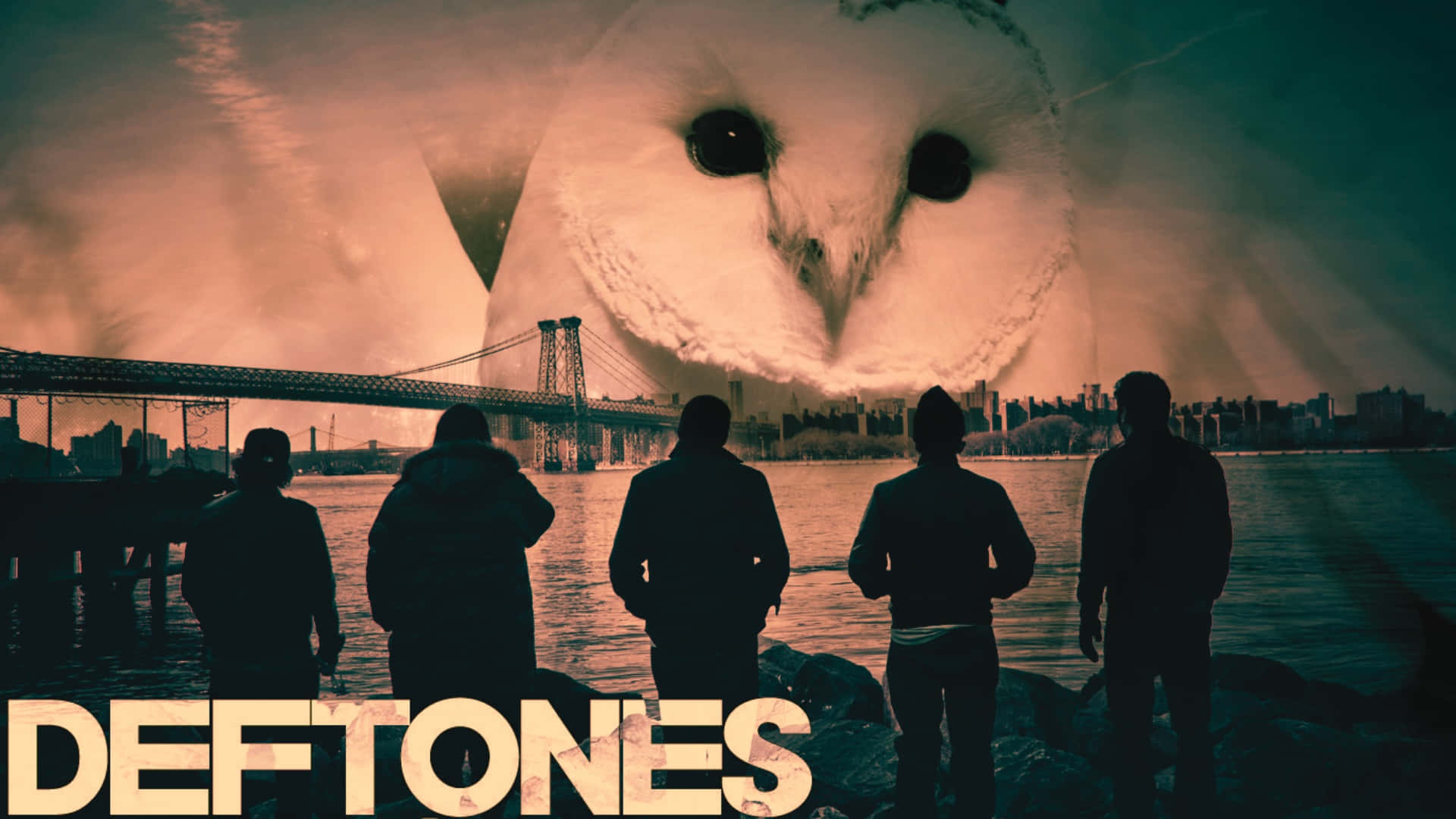 Deftones, silhouette, colossal glowing owl, Full HD Desktop Wallpaper