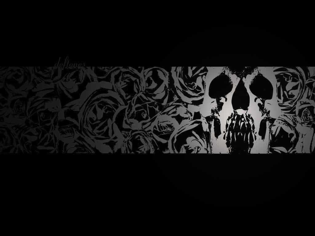 Deftones, skull silhouette, roses, SD Desktop Wallpaper