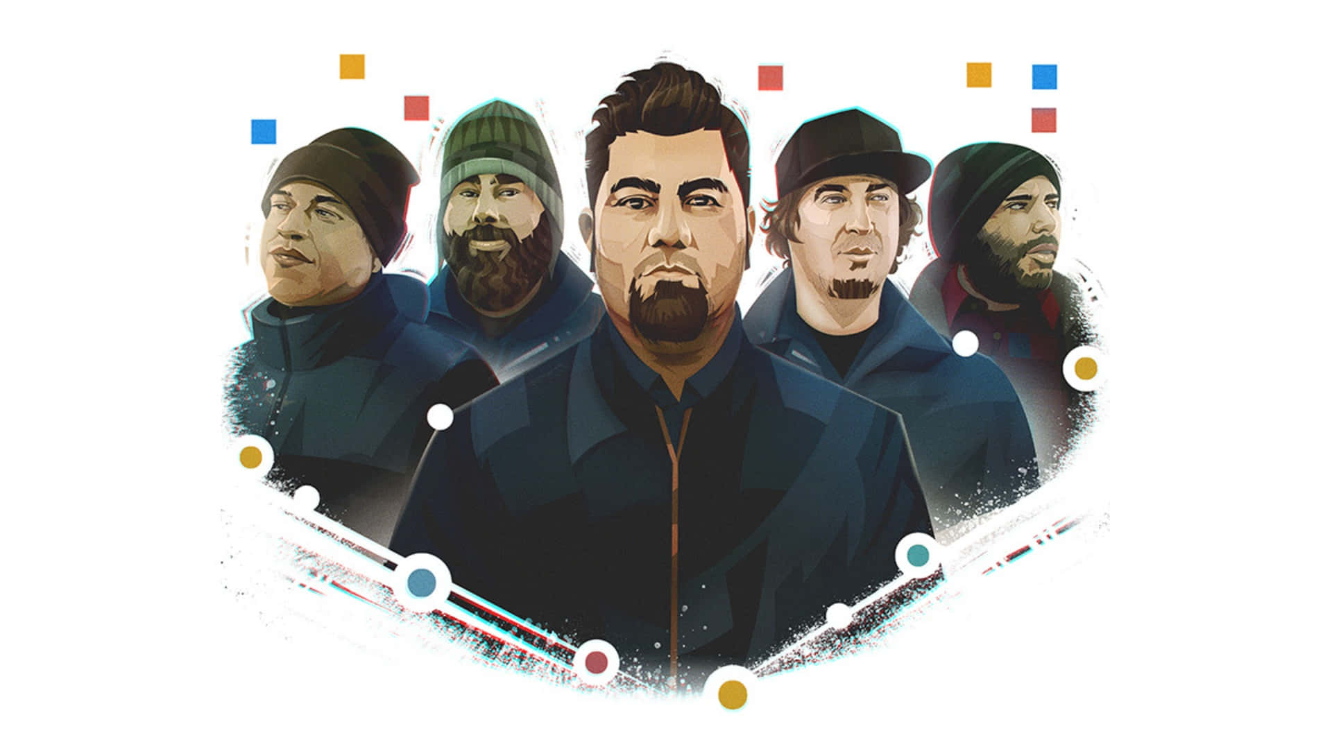 Deftones, band illustration, stylized men, Full HD Desktop Wallpaper