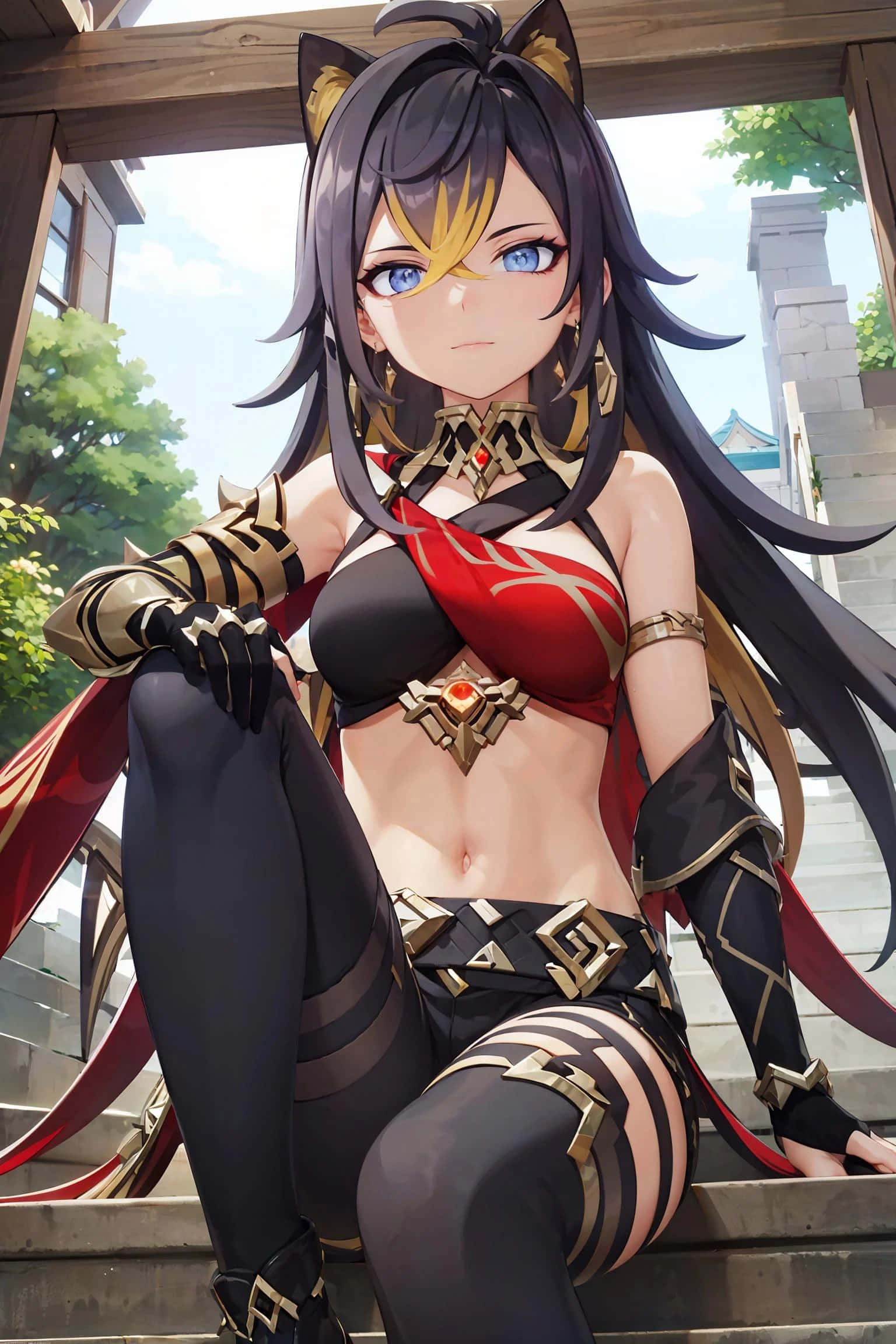 Dehya, anime style character, cat-eared anime girl, Full HD Phone Wallpaper