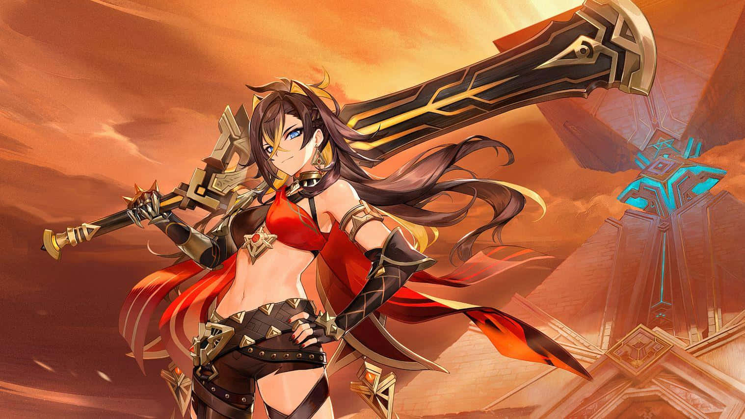 Dehya, warrior, desert sun, HD Desktop Wallpaper