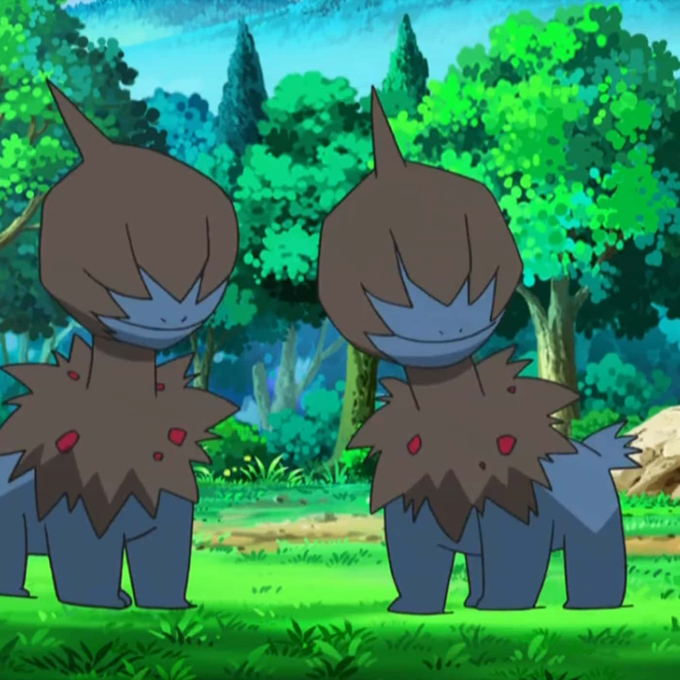 Deino, brown and blue Pokémon, red spots, HD Desktop Wallpaper