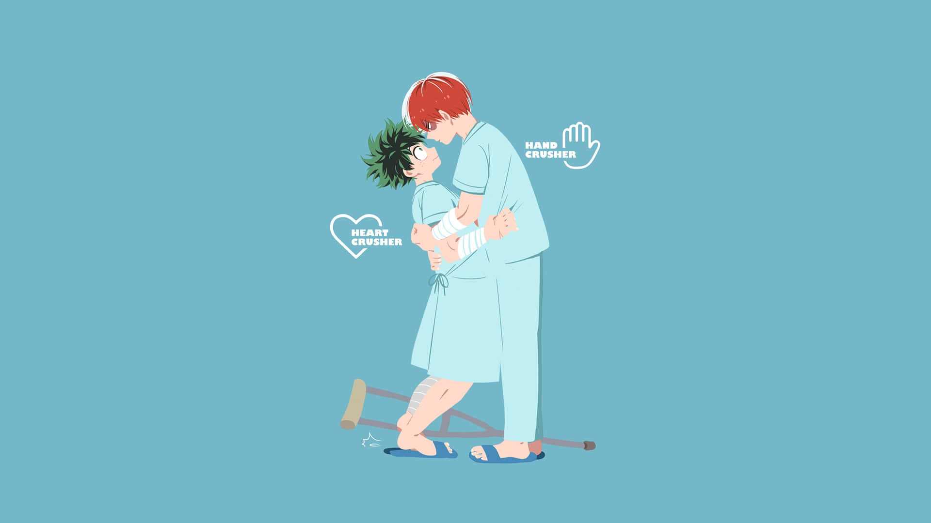 Deku, Todoroki, light blue hospital gowns, Full HD Desktop Wallpaper