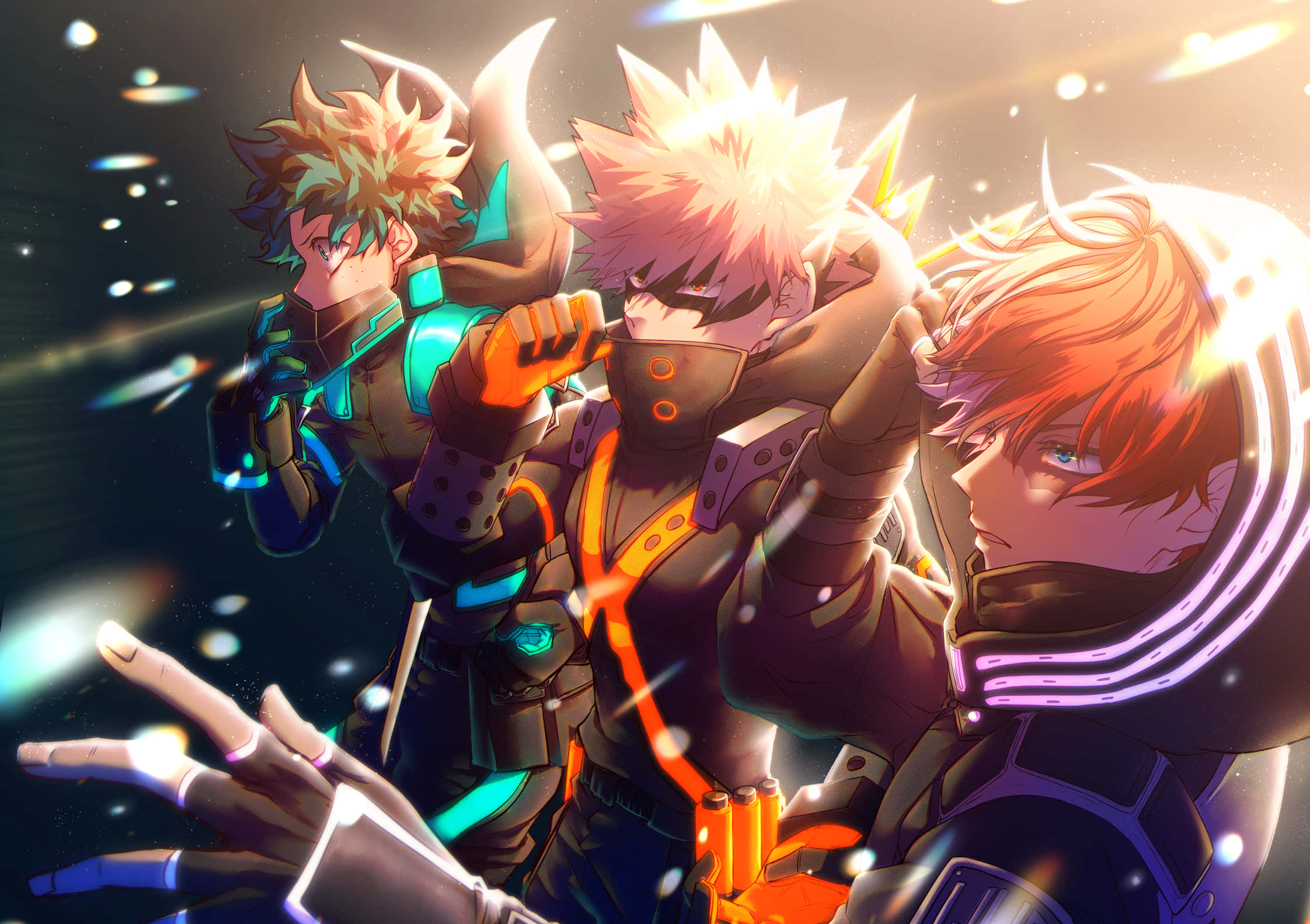 Deku, Todoroki, superhero costumes, Full HD Desktop Wallpaper