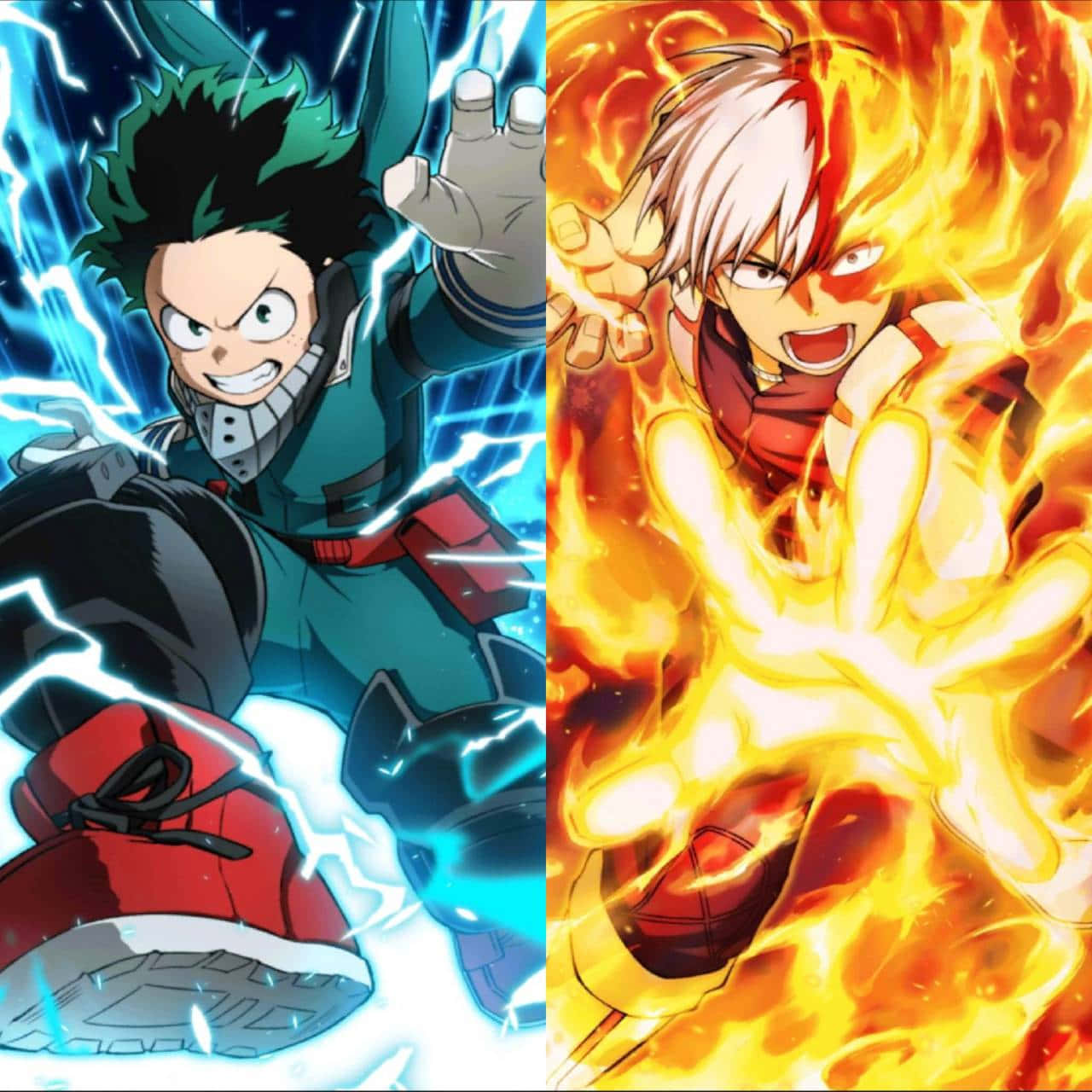 Deku, Todoroki, electric powers, HD Desktop Wallpaper