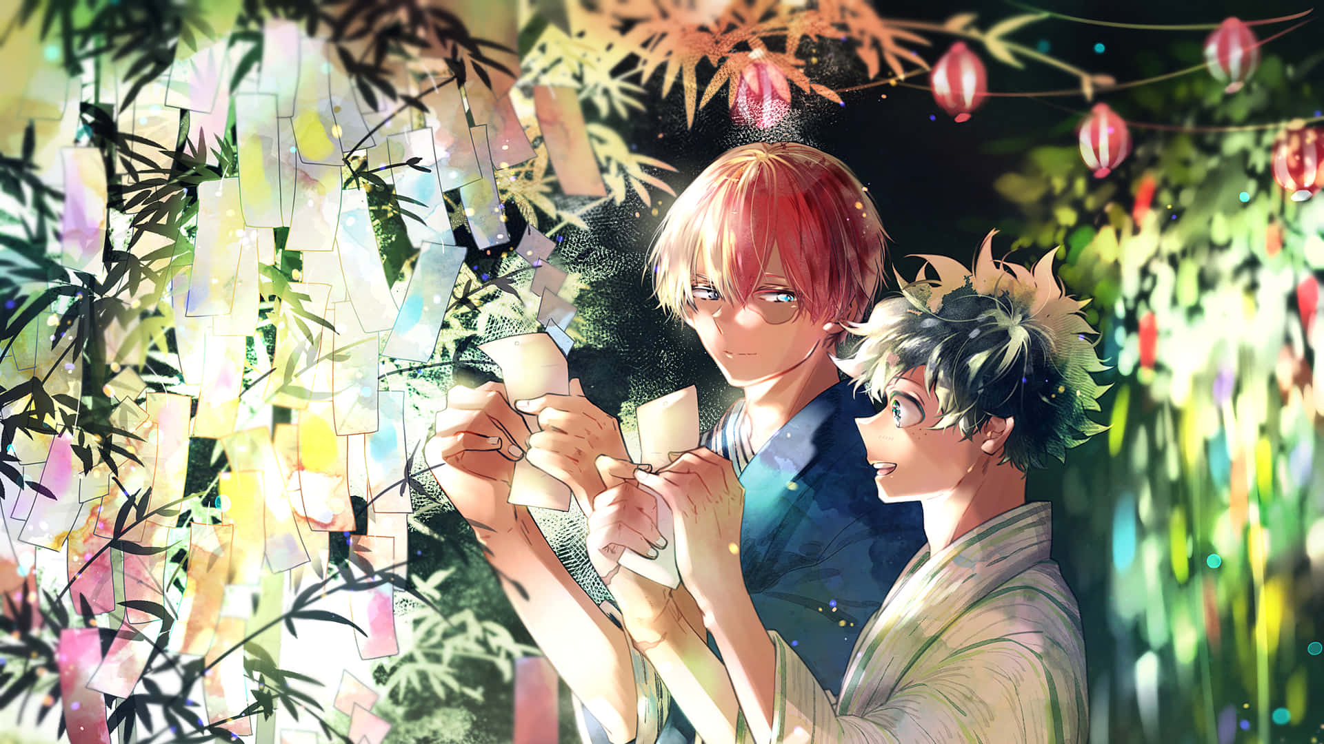 Deku, Todoroki, yukatas, Full HD Desktop Wallpaper