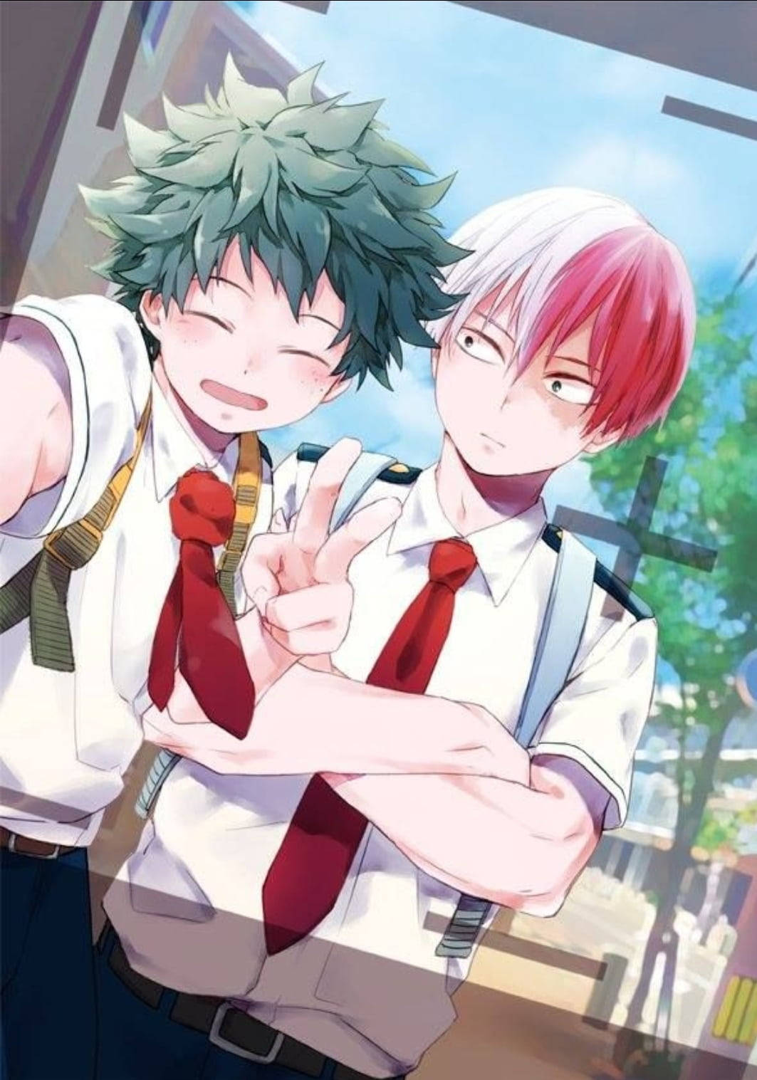 Deku, Todoroki, school uniforms, HD Phone Wallpaper
