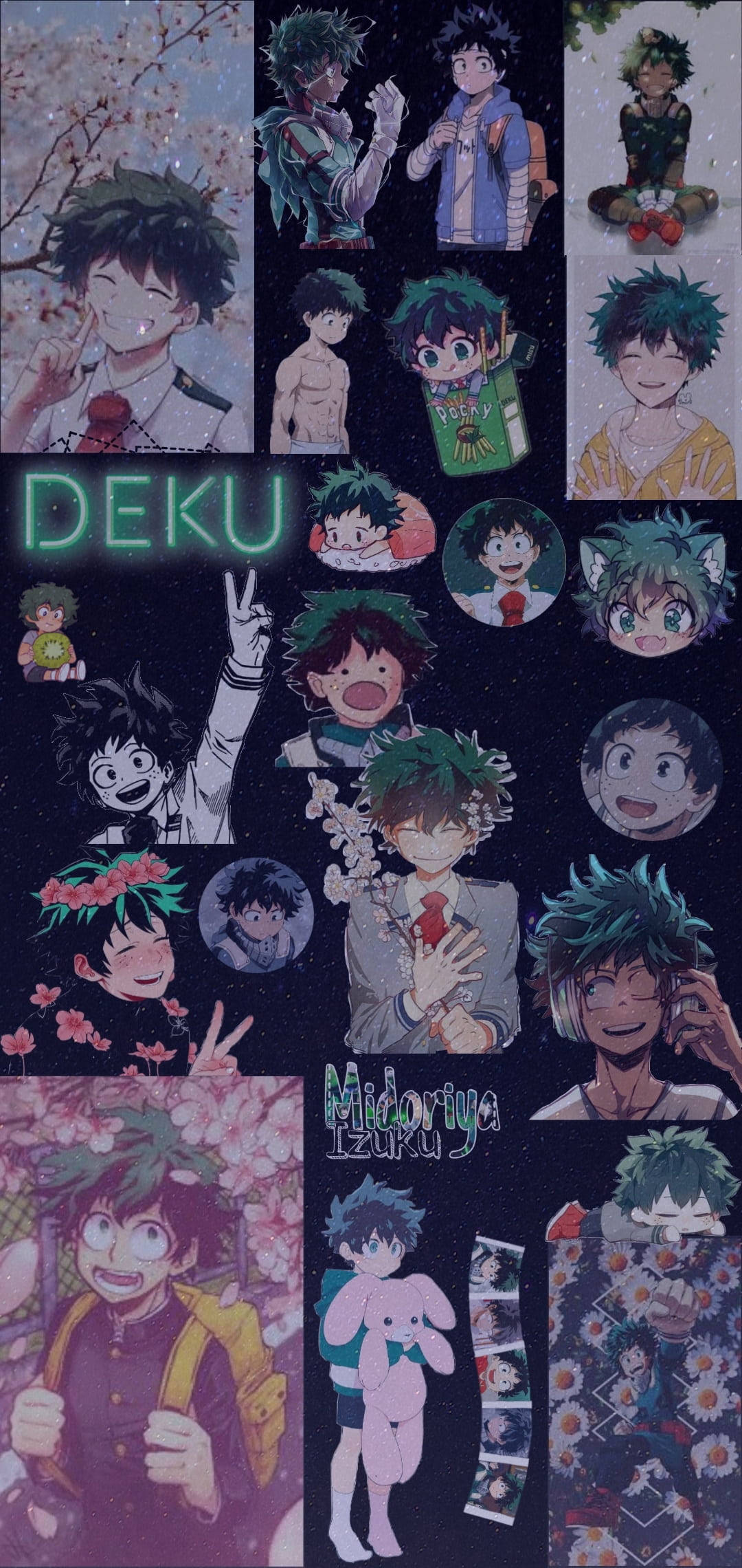 Deku, anime character, starry night, Full HD Phone Wallpaper