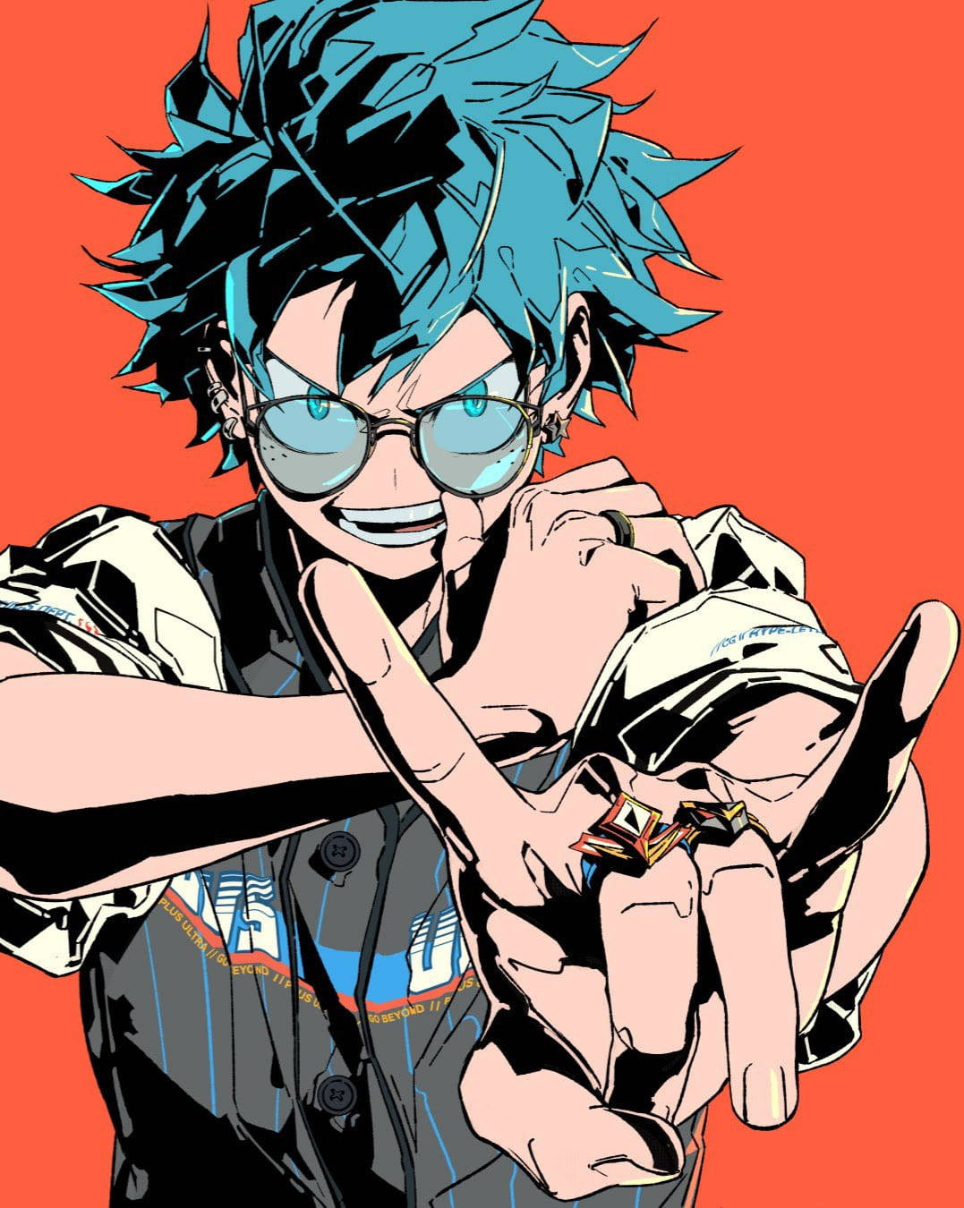 Deku, spiky blue-haired anime boy, glasses, HD Phone Wallpaper
