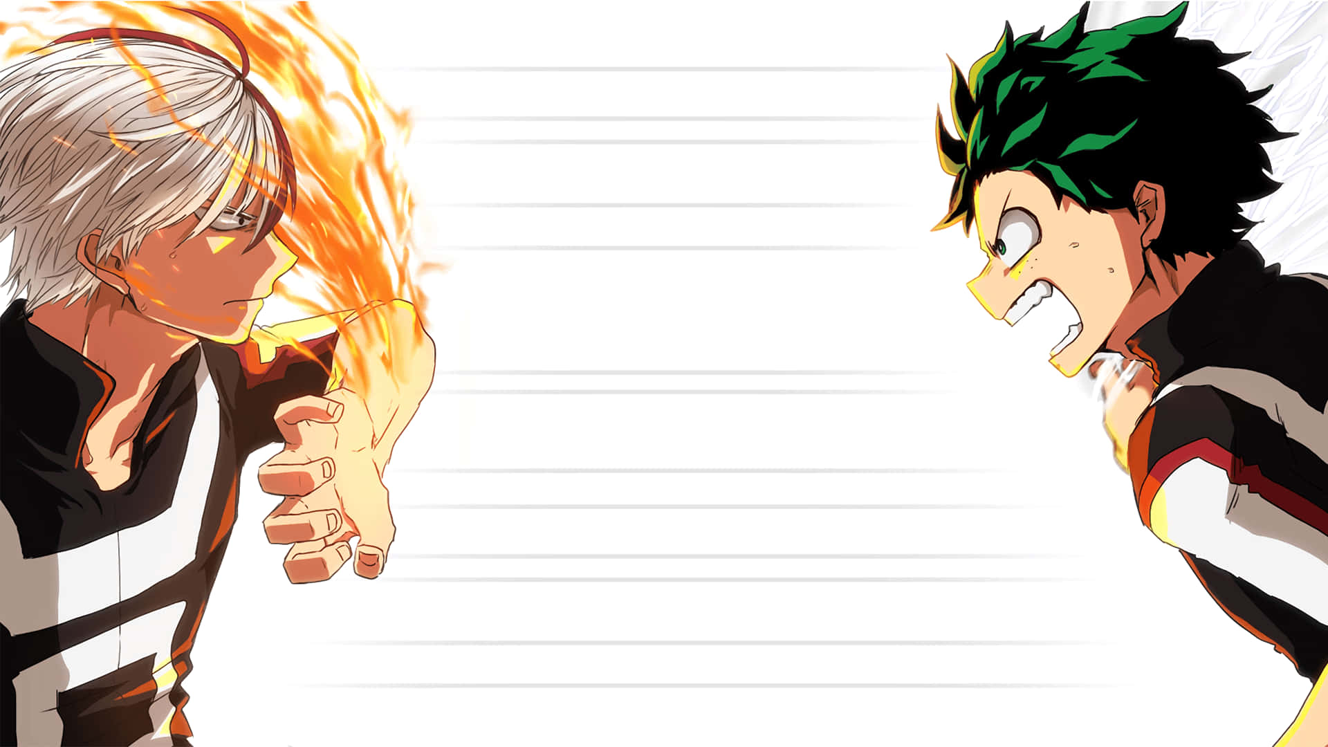 Deku, Todoroki, fight scene, Full HD Desktop Wallpaper