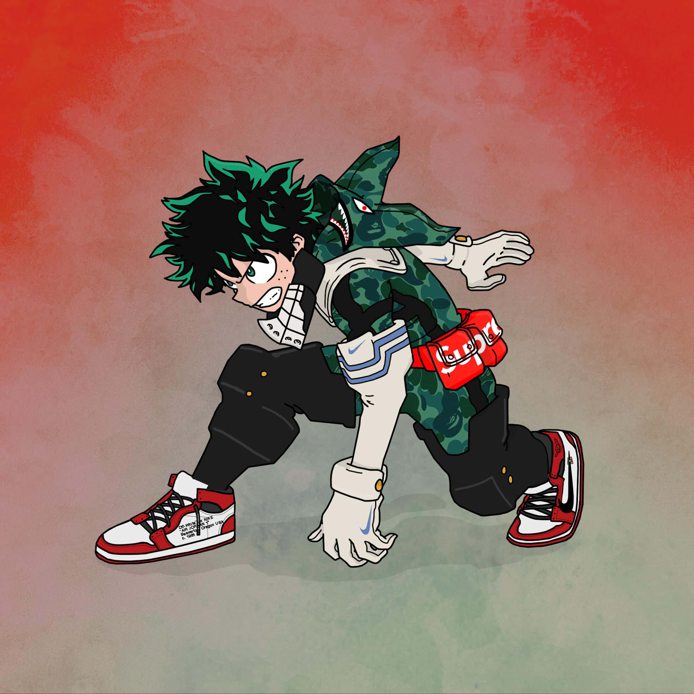 Deku Drip, M H A, green camouflage gear, Full HD Desktop Wallpaper