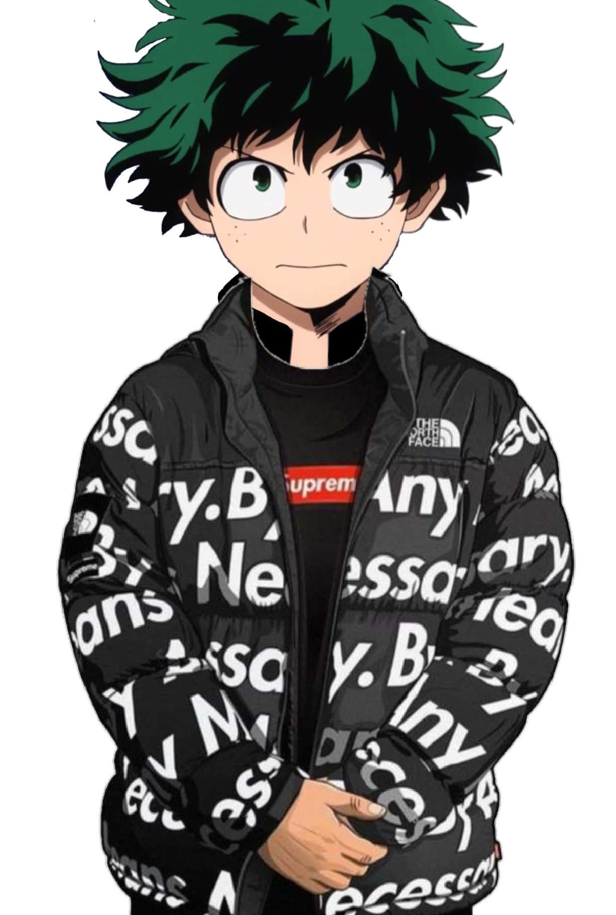 Deku Drip, spiky green hair, black puffer jacket, HD Phone Wallpaper