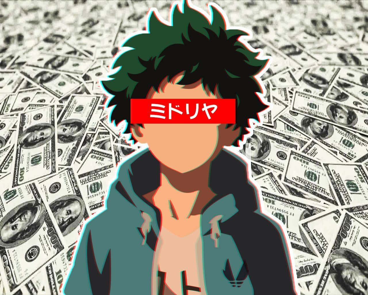 Deku Drip, green hair, red name tag, HD Desktop Wallpaper