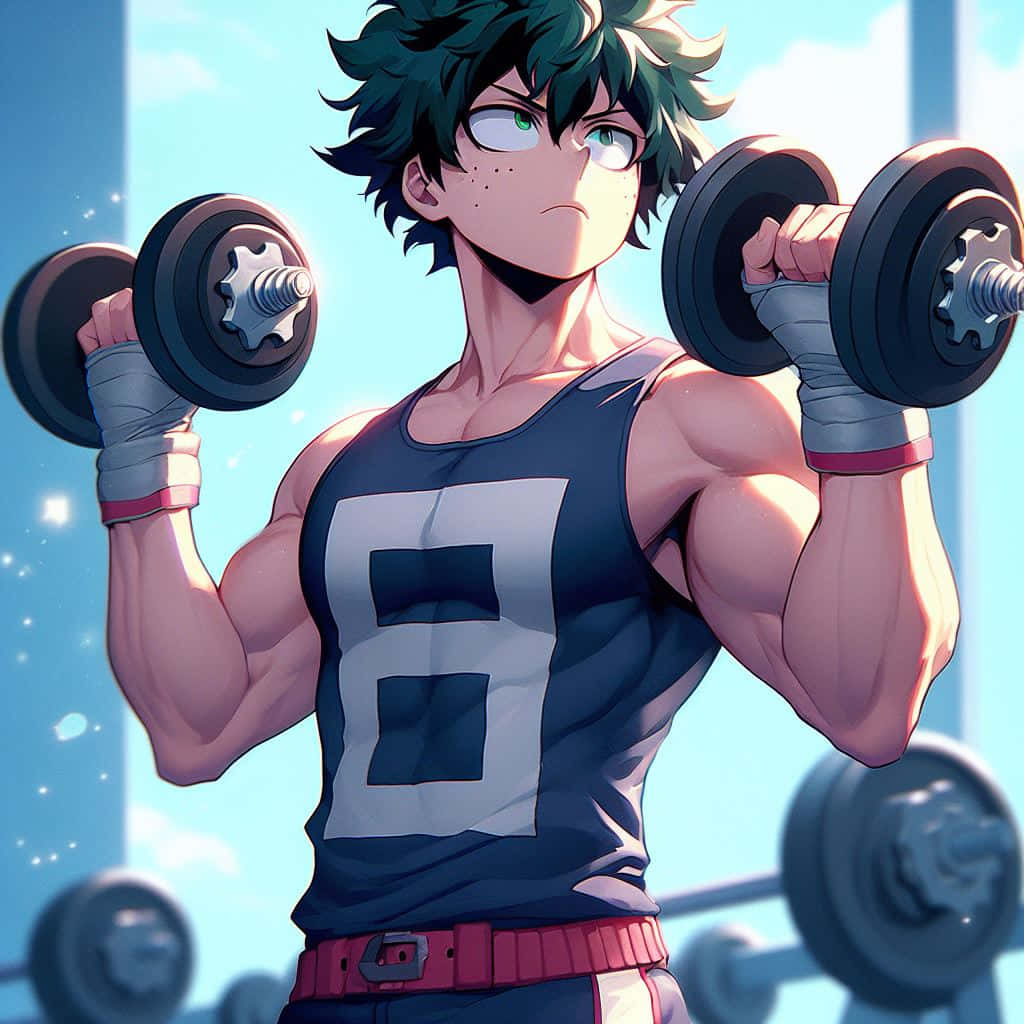 Deku, muscular anime man, green eyes, SD Desktop Wallpaper