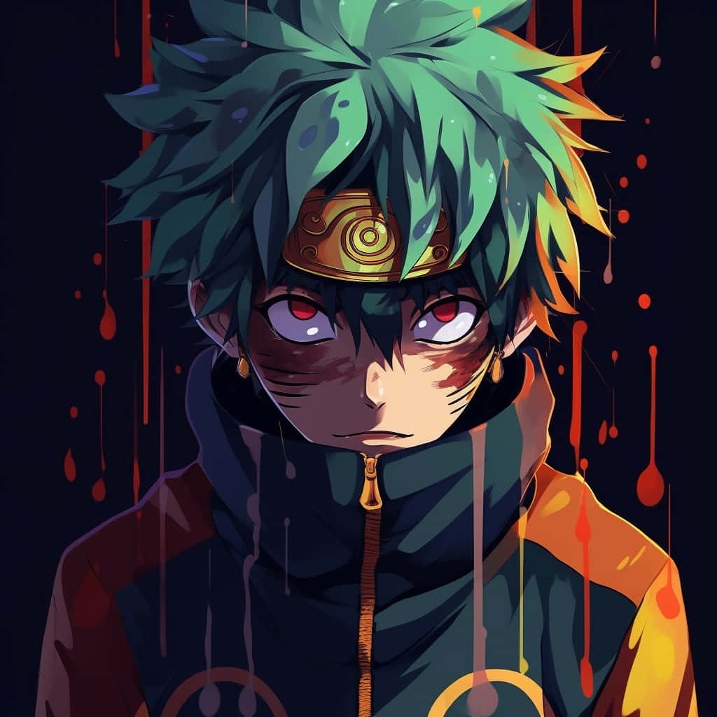 Deku, ninja art style, spiky green hair, SD Desktop Wallpaper