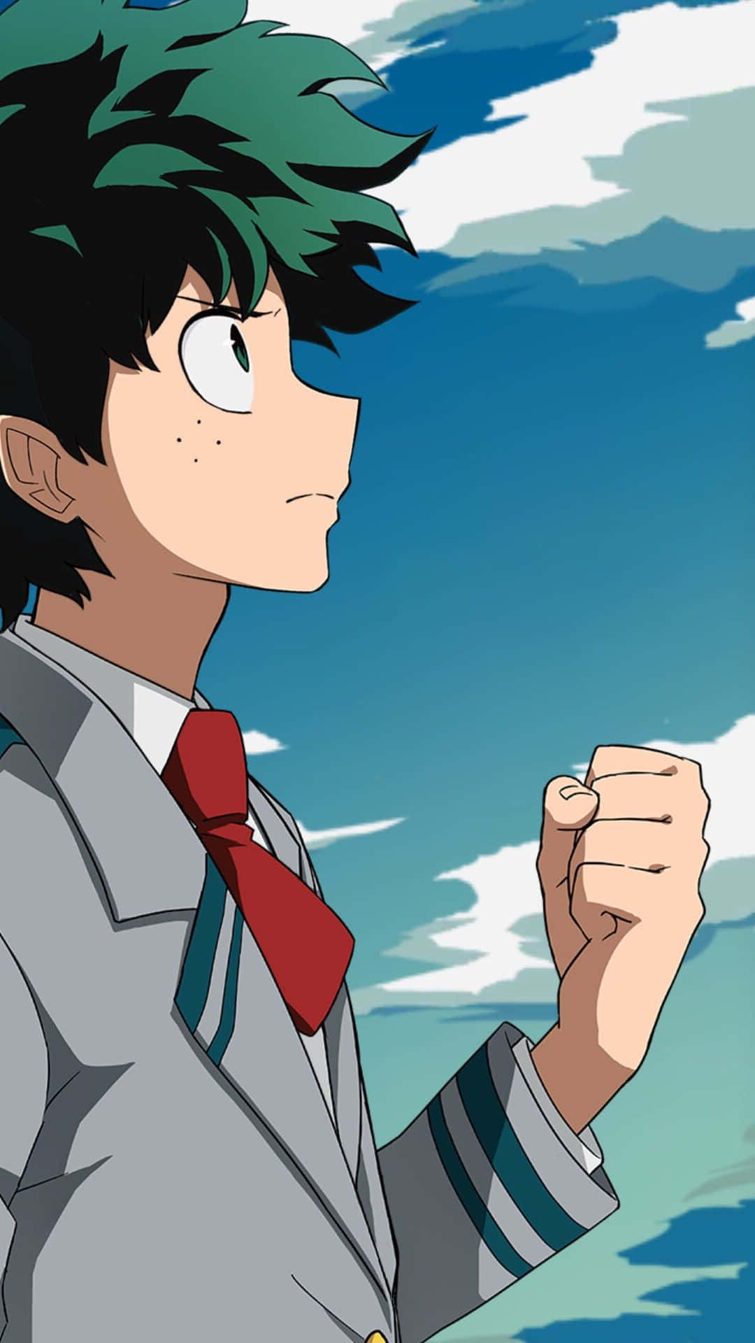 Deku, My Hero Academia Anime, blue sky, Full HD Phone Wallpaper