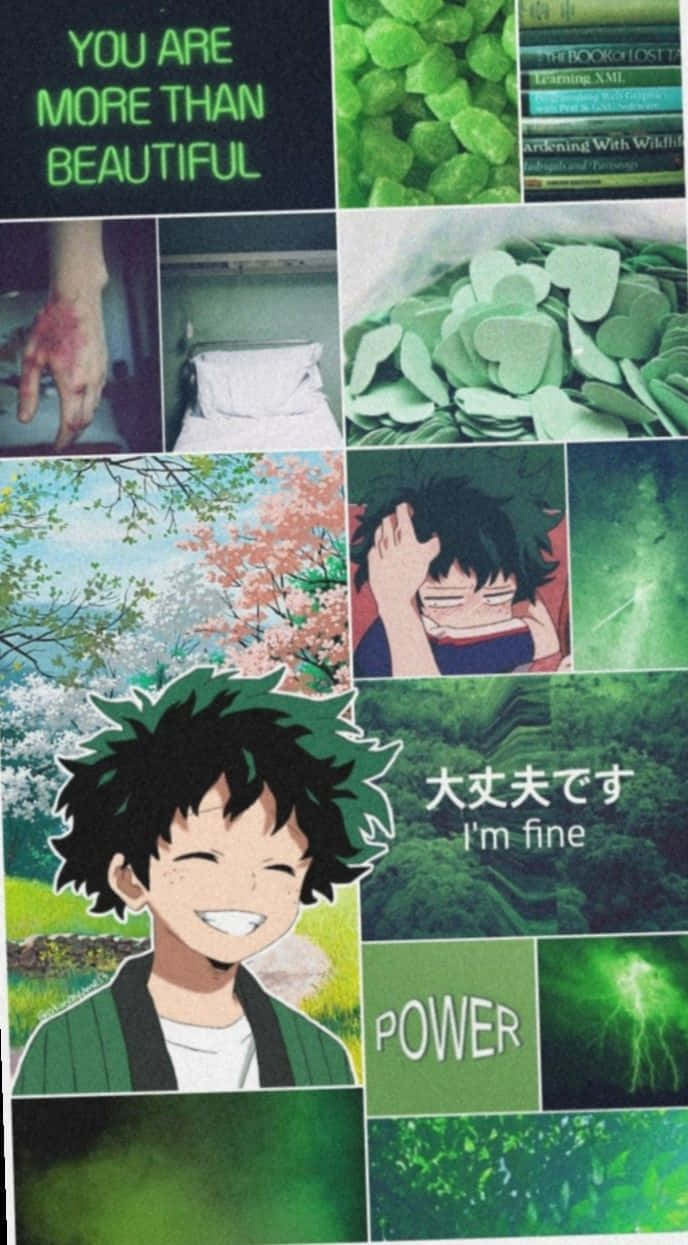 Deku, My Hero Academia Anime, green succulents, SD Phone Wallpaper