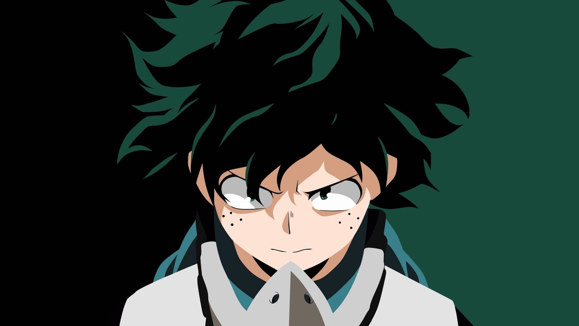 Deku PFP, dark green hair, intense eyes, Full HD Desktop Wallpaper