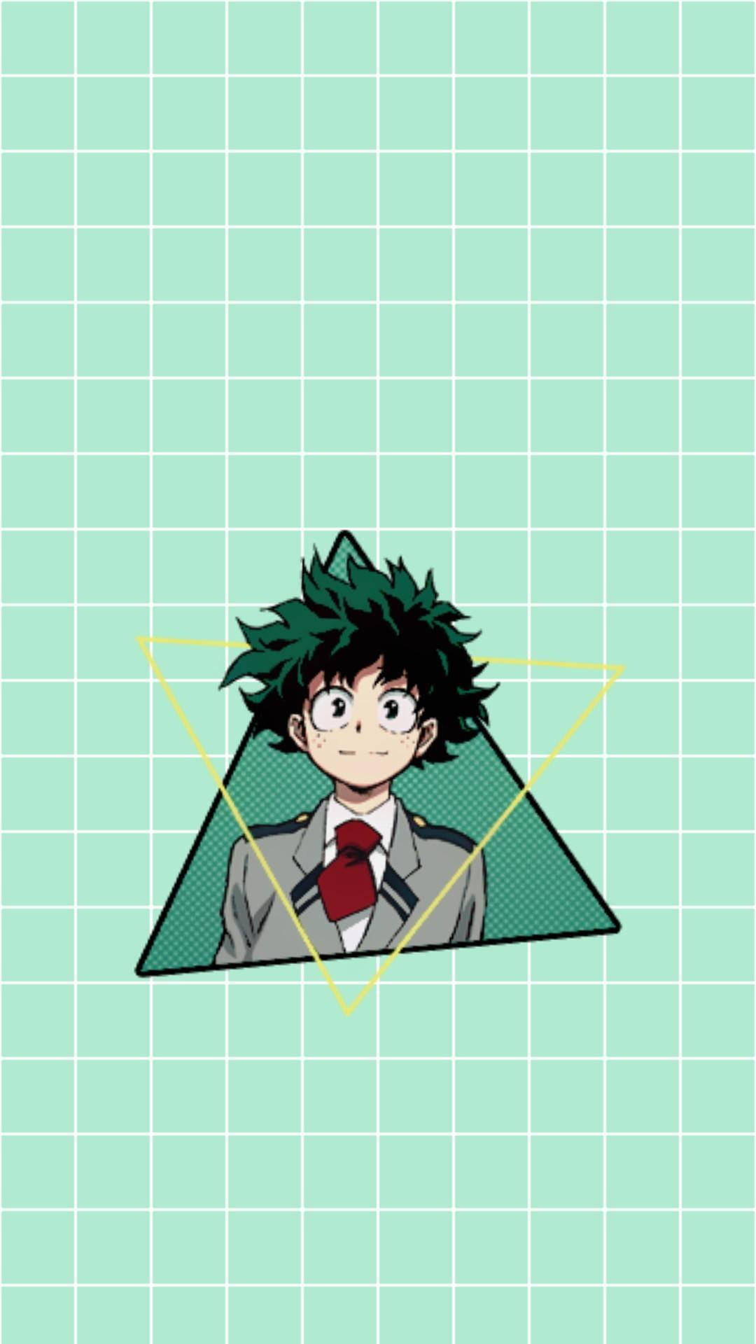 Deku, green hair, grey uniform, Full HD Phone Wallpaper