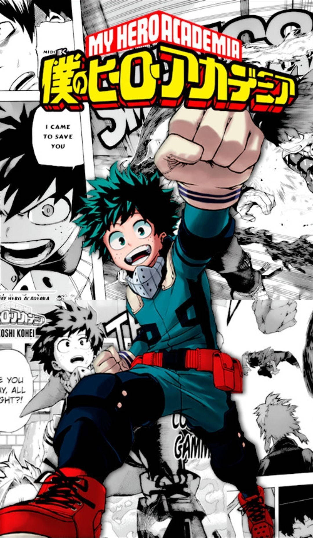 Deku, spiky teal hair, red belt, HD Phone Wallpaper