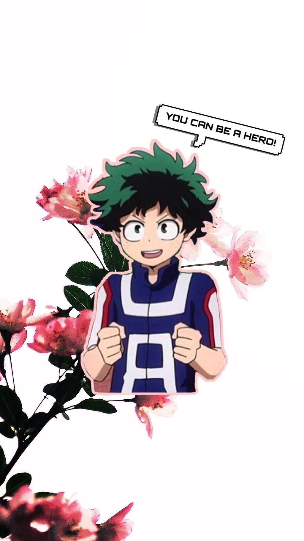 Deku PFP, pink petaled flower, green hair, HD Phone Wallpaper